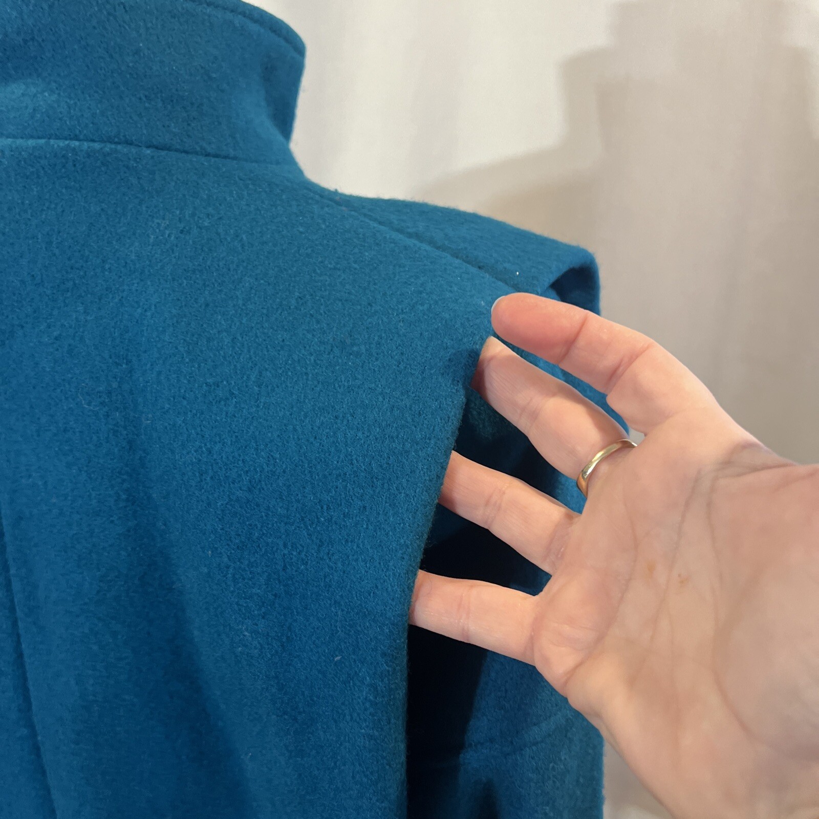 Vintage Learsi Turquoise 100% New Wool Coat Fully Lined Size 9 Beautiful