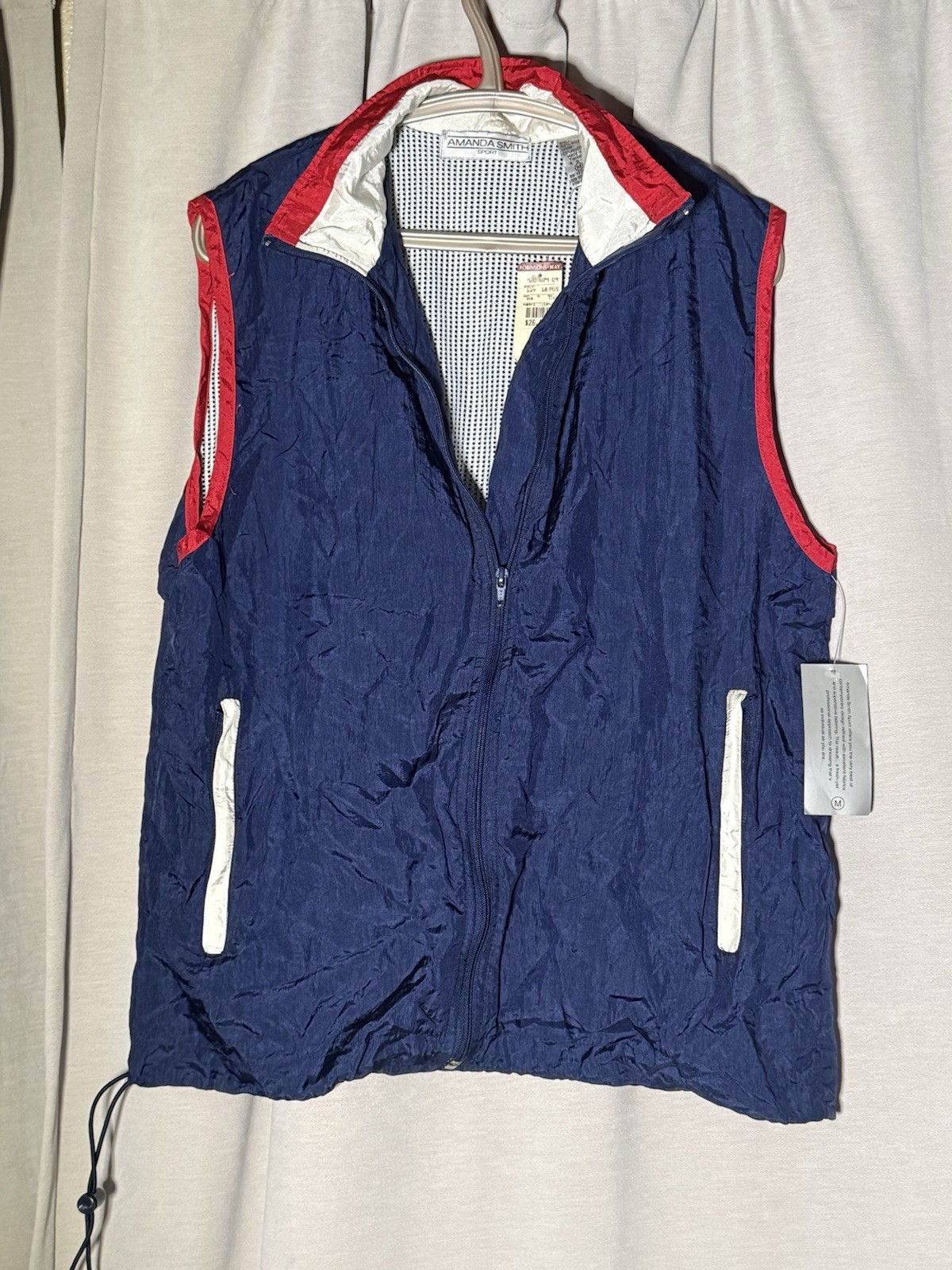 Vintage Amanda Smith Sport Colorblock Windbreaker Vest NWT Navy Blue Red White M