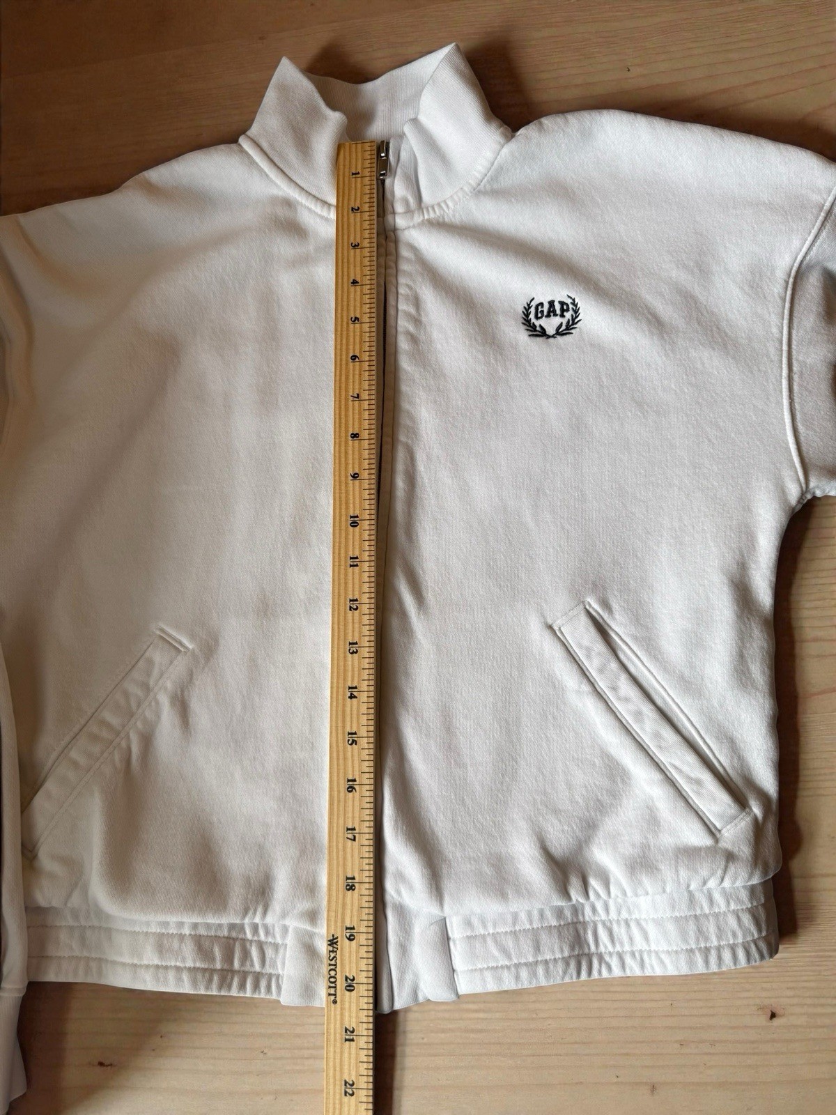 Vintage Gap Soft Track Jacket Size S White Blue Y2K Full Zip Pockets Logo