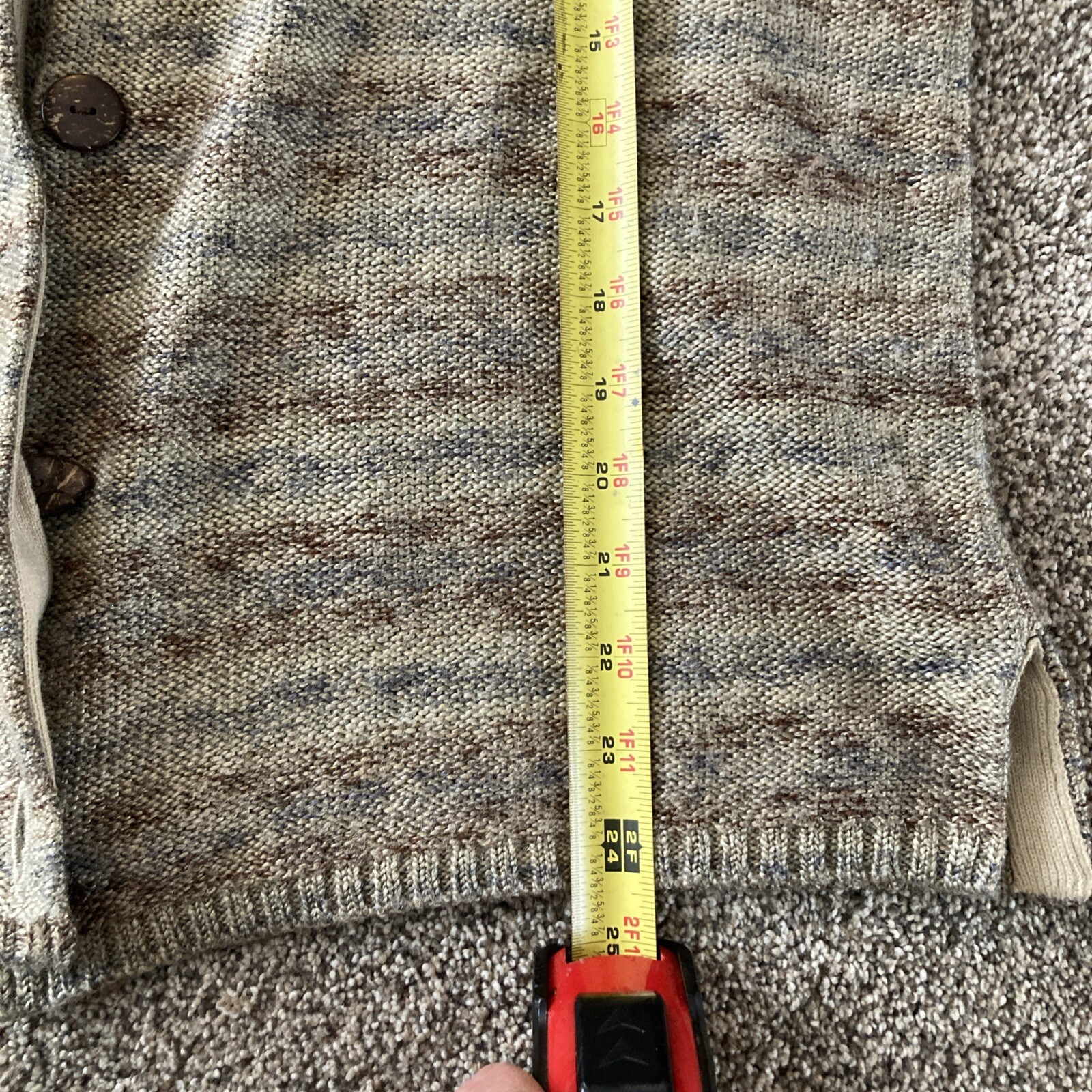 VTG Cabela’s Women’s Sweater M Knit Button Up Cardigan Light Weight Grey Tan