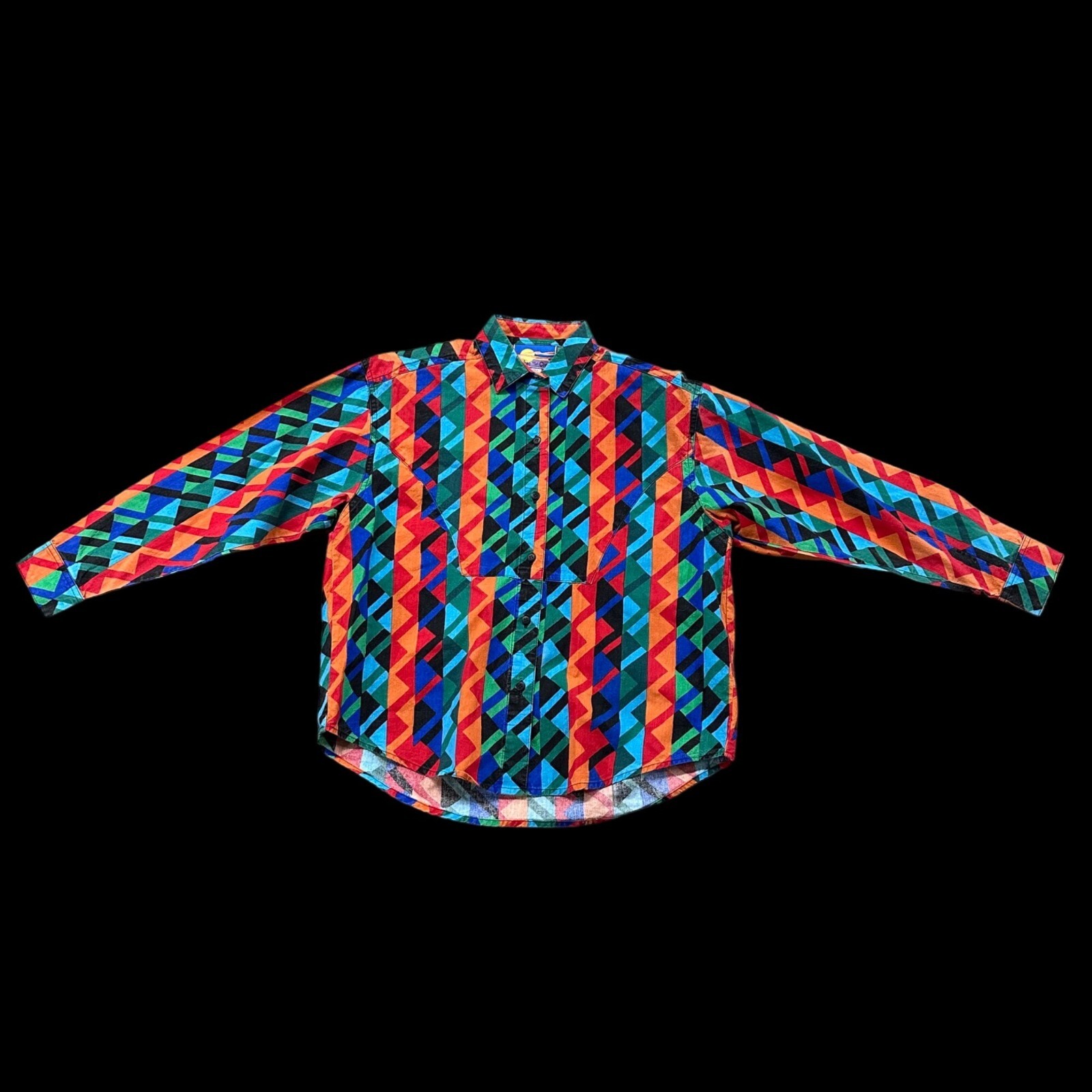 Vintage Womens Western Shirt 1990s Aztec Colorful Size Small Shoulder Pads Rodeo
