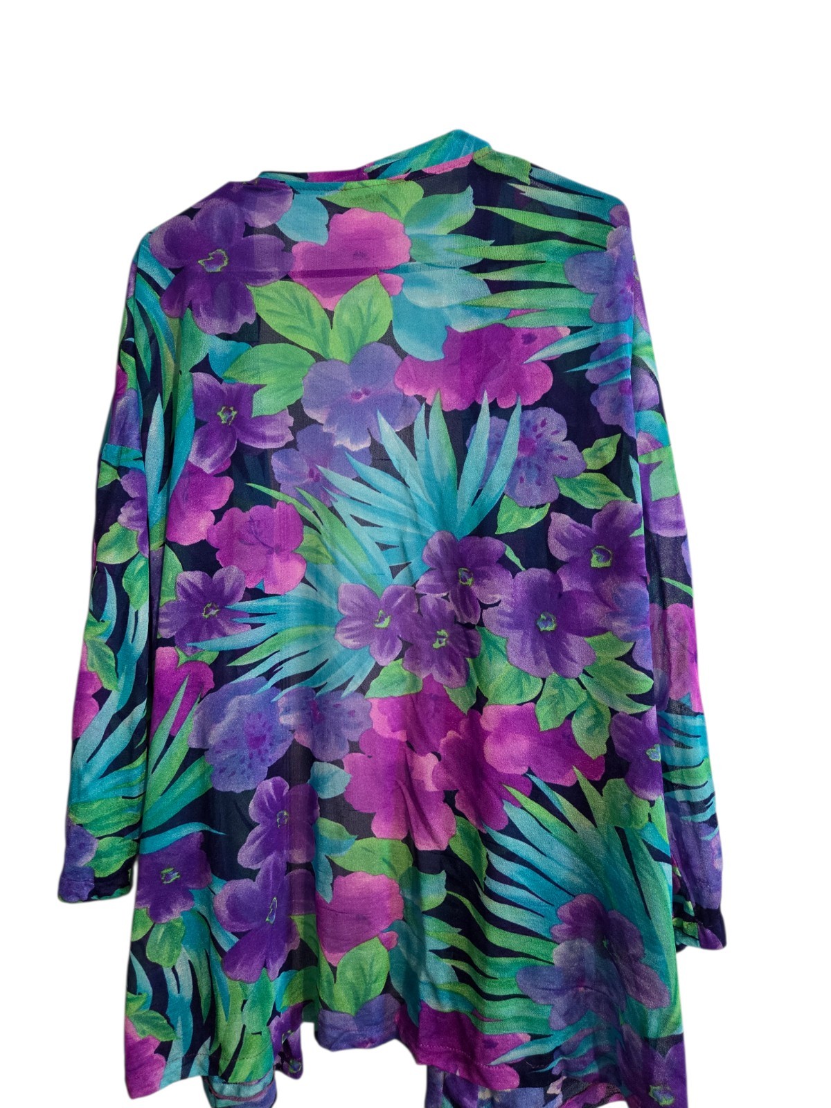 VINTAGE COLE OF CALIFORNIA PURPLE/GREEN/RED NYLON SWIM COVER-UP Pockets