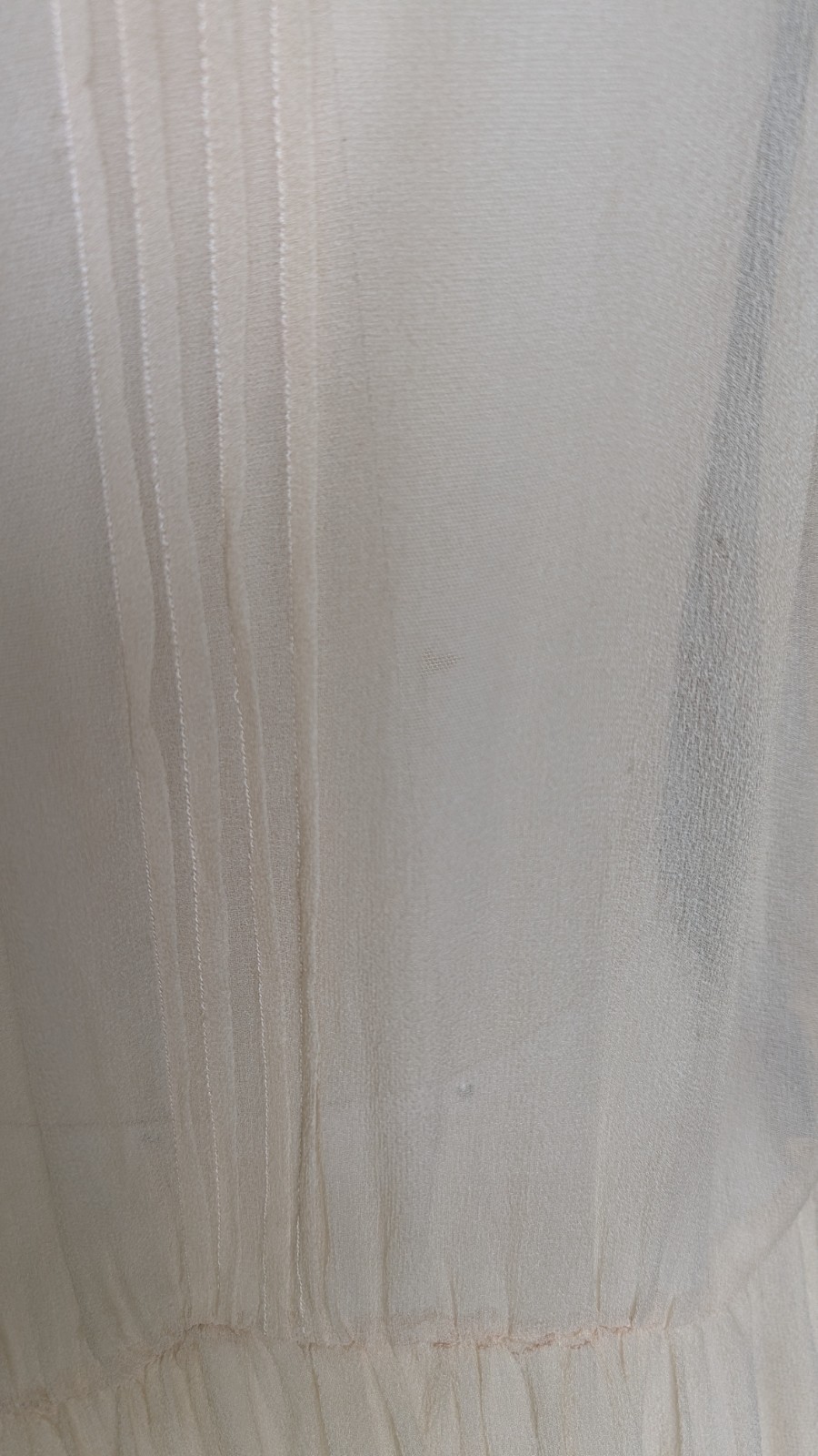 Antique 1920s silk beaded sheer dress beige flapper 40″ bust bead trim