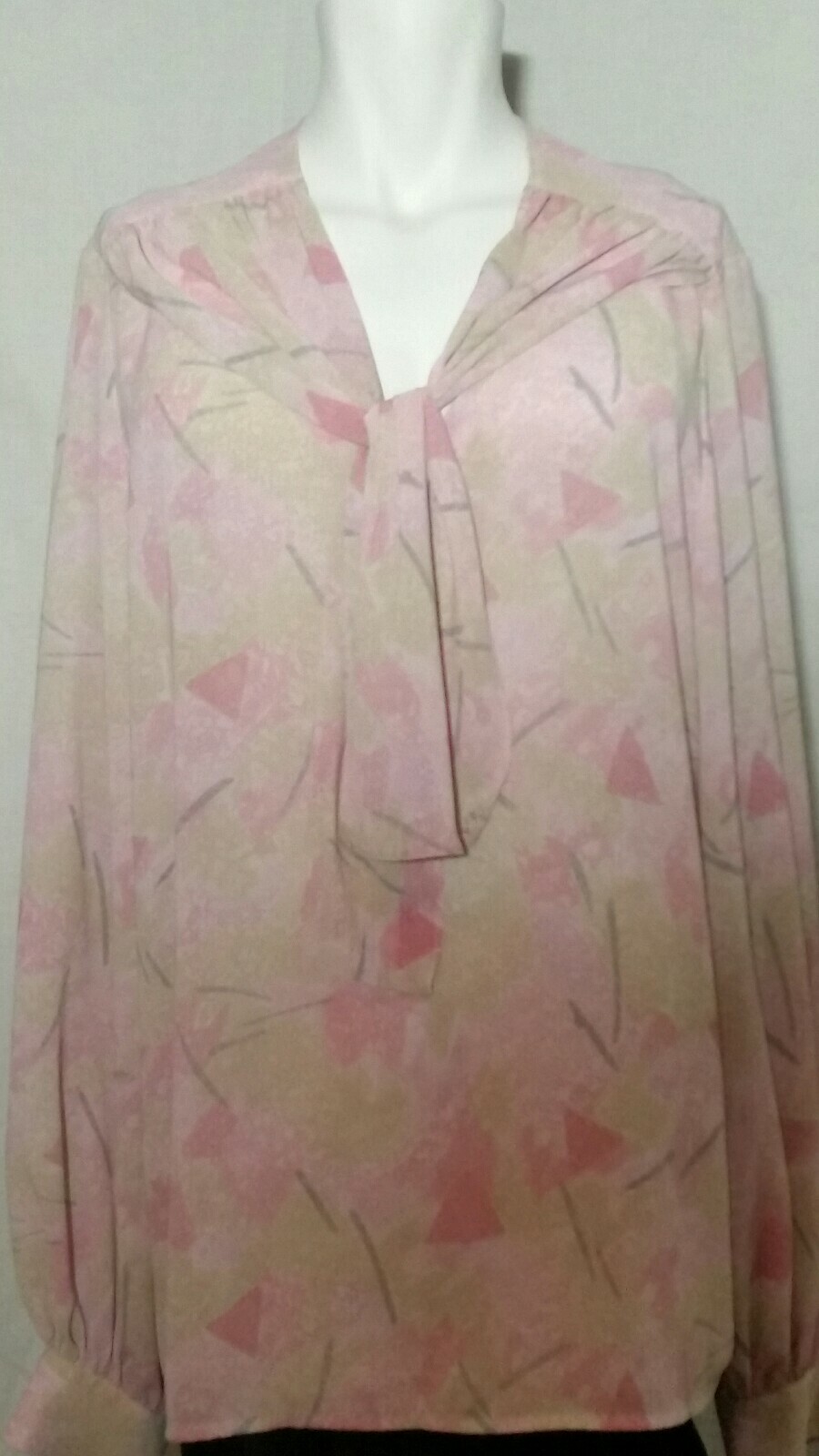 Vintage PYKETTES Polyester Blouses V Neck Long Cuffed Sleeves Sz XL & 1X