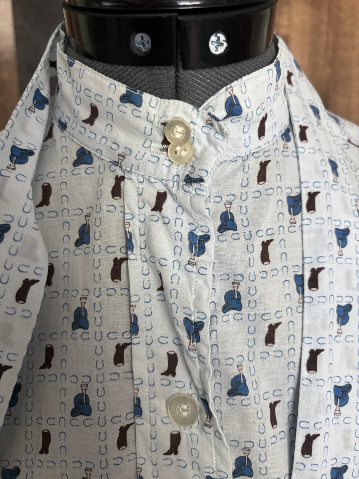 Vintage Ratcatcher Classics Western Shirt Horseshoes Boots Flawed S/M
