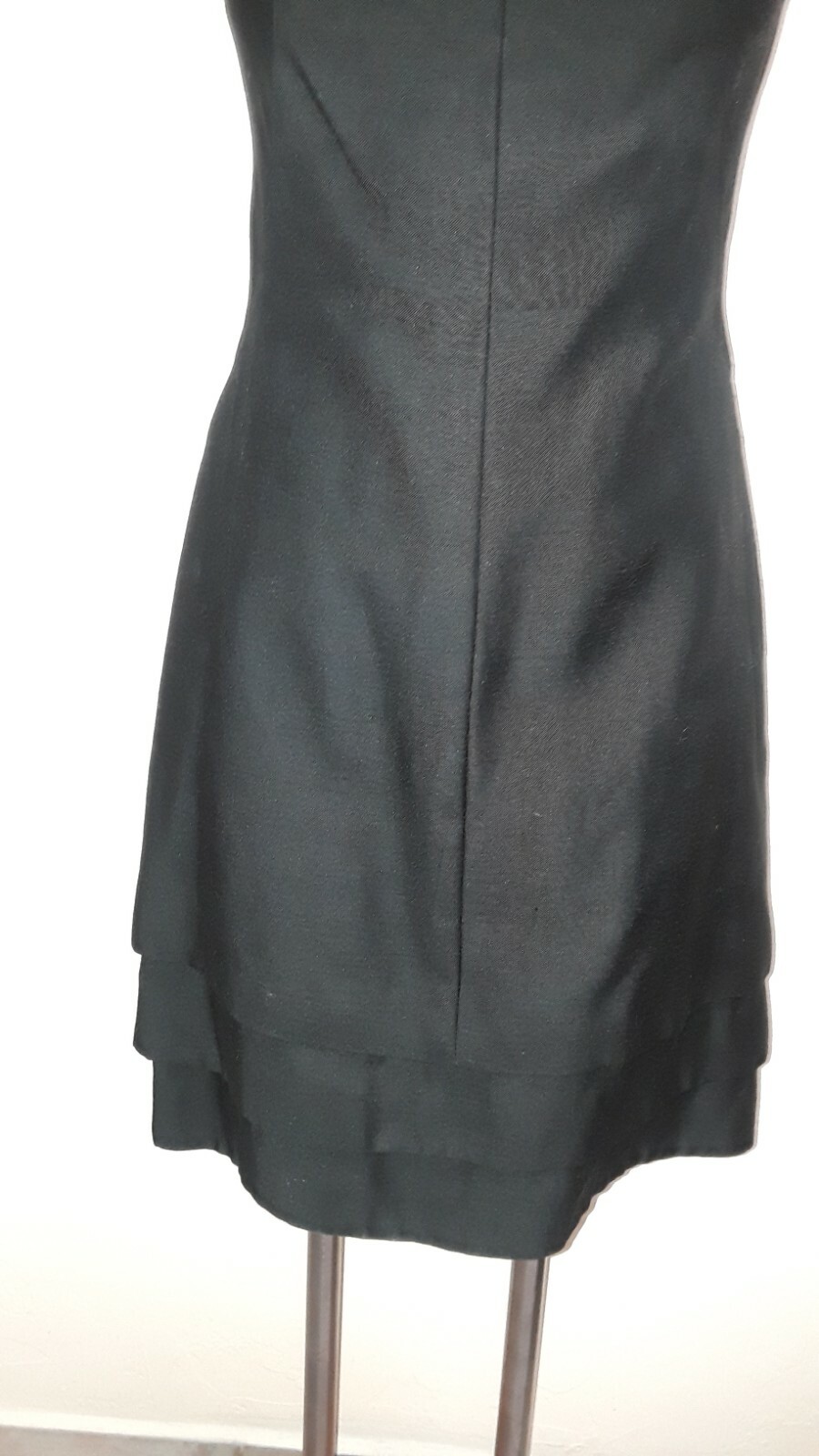 Another Ann Barry Jr True Vintage Black Tailored Dress Tiered Hem + Bow XS