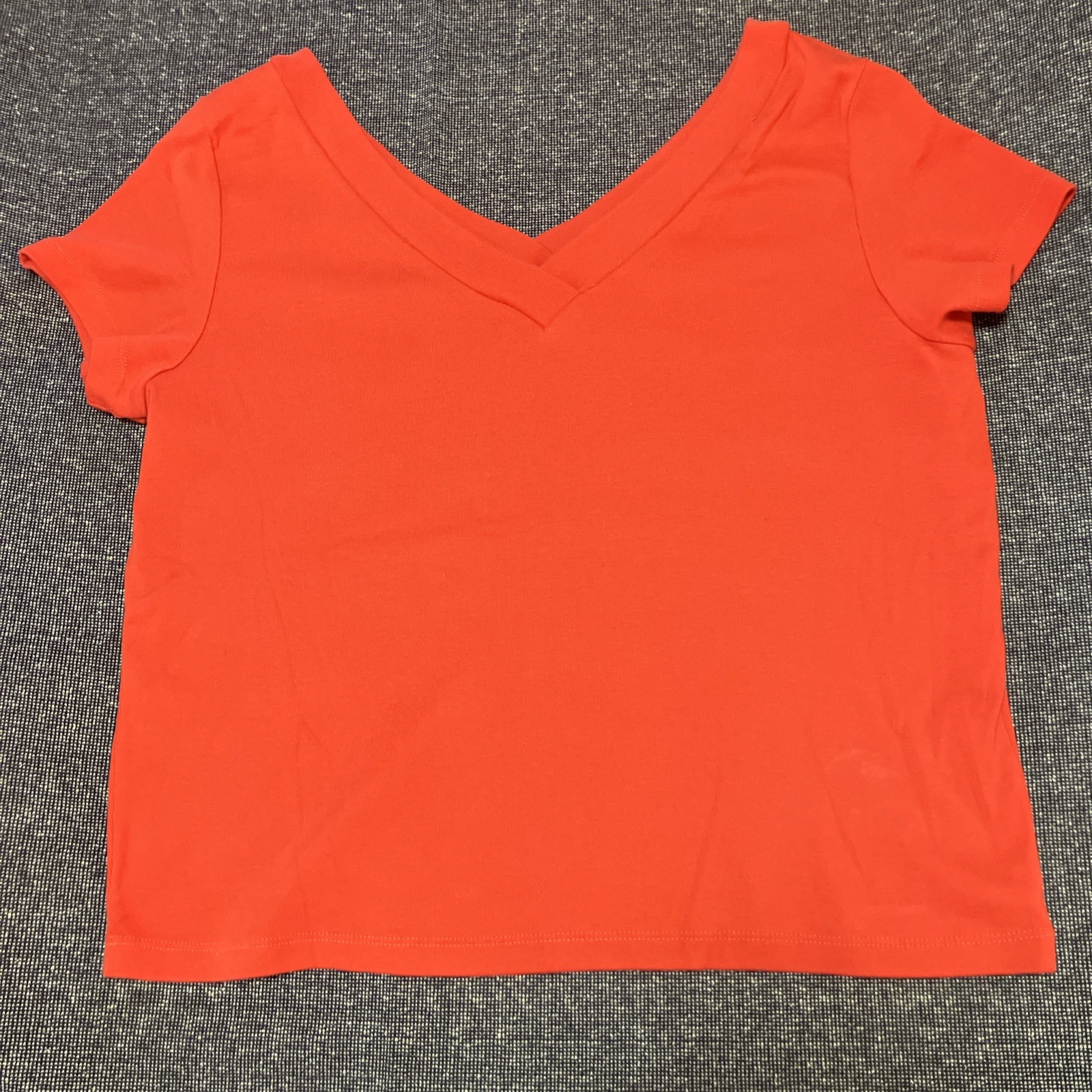 Cato Women’s Double V-neck Short Sleeve Shirt Size XL Solid Red Vintage