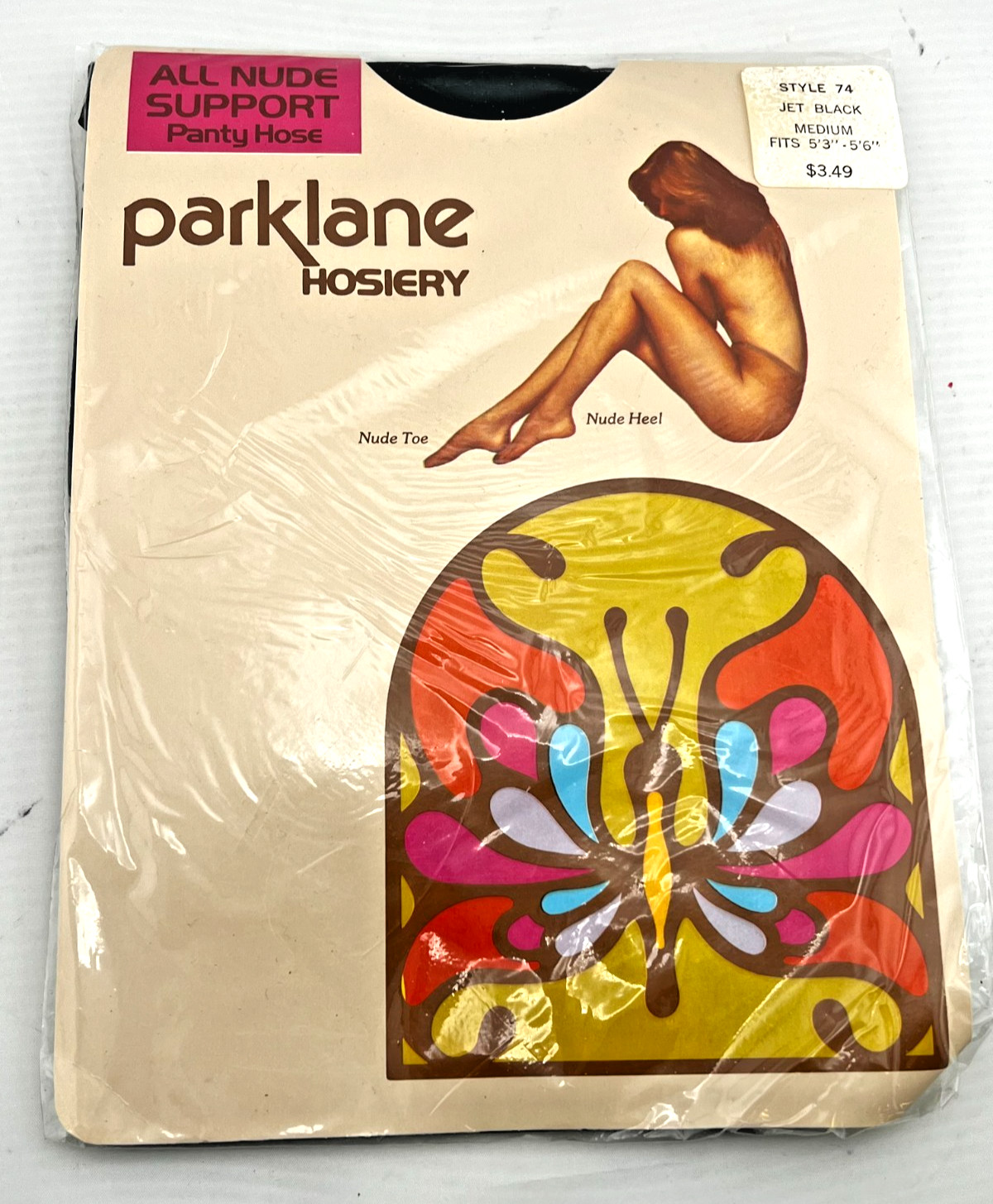 NOS Vtg PARK LANE HOSIERY Jet Black Style 74 Women’s M Panty Hose Miracle Fit