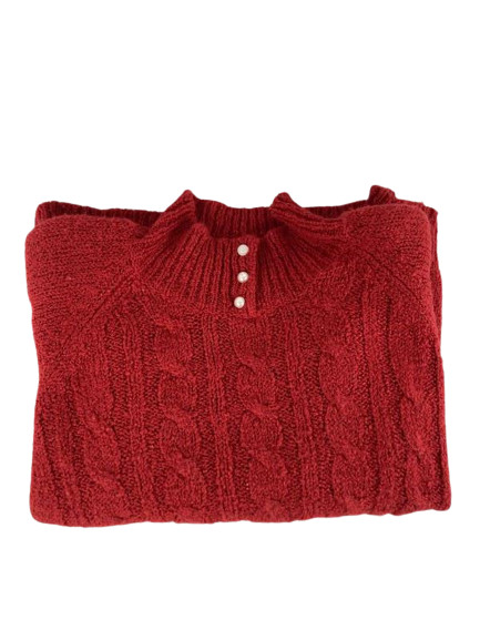 Vintage Ashley Hill Red Sweater Women’s Small Mock Neck with Shoulder Pads