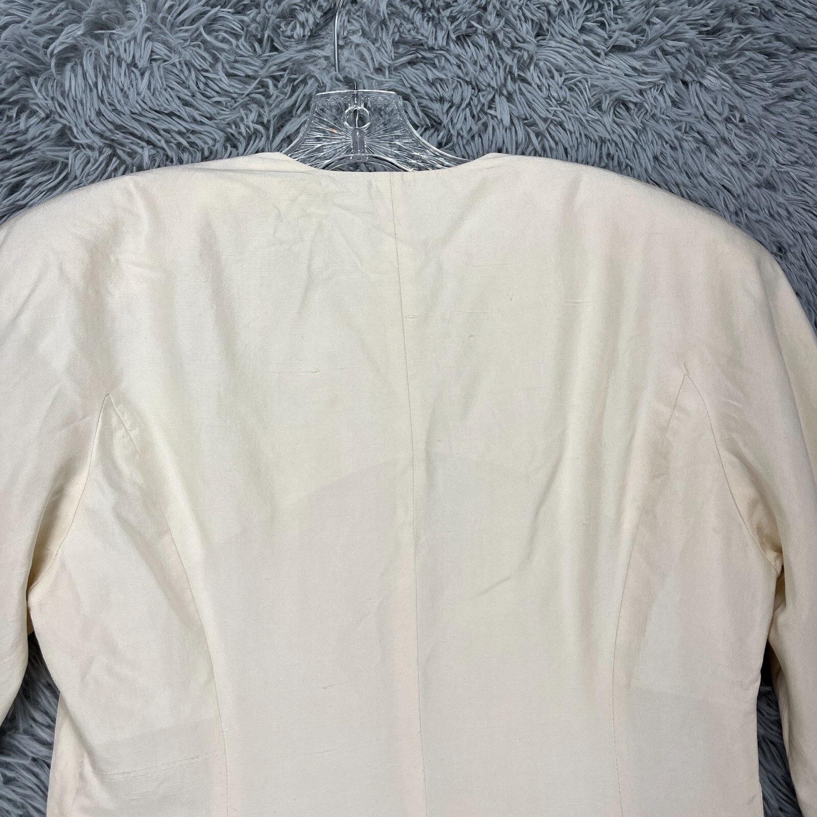 Vintage Ellen Tracy Silk Jacket Women’s 6 Ivory 80’s Retro Luxury Mid-Length
