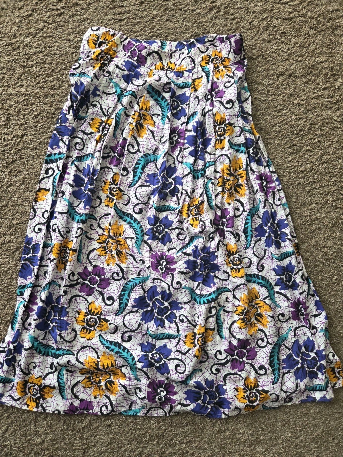 SK & Company Womens White Purple Floral 2 Piece Blouse Top Skirt Set Size 10