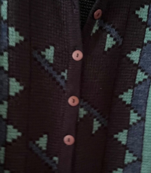 Camela Vintage Cardigan Wool Acylic Blend 80s teal and blues Rage Gorgeous Rare