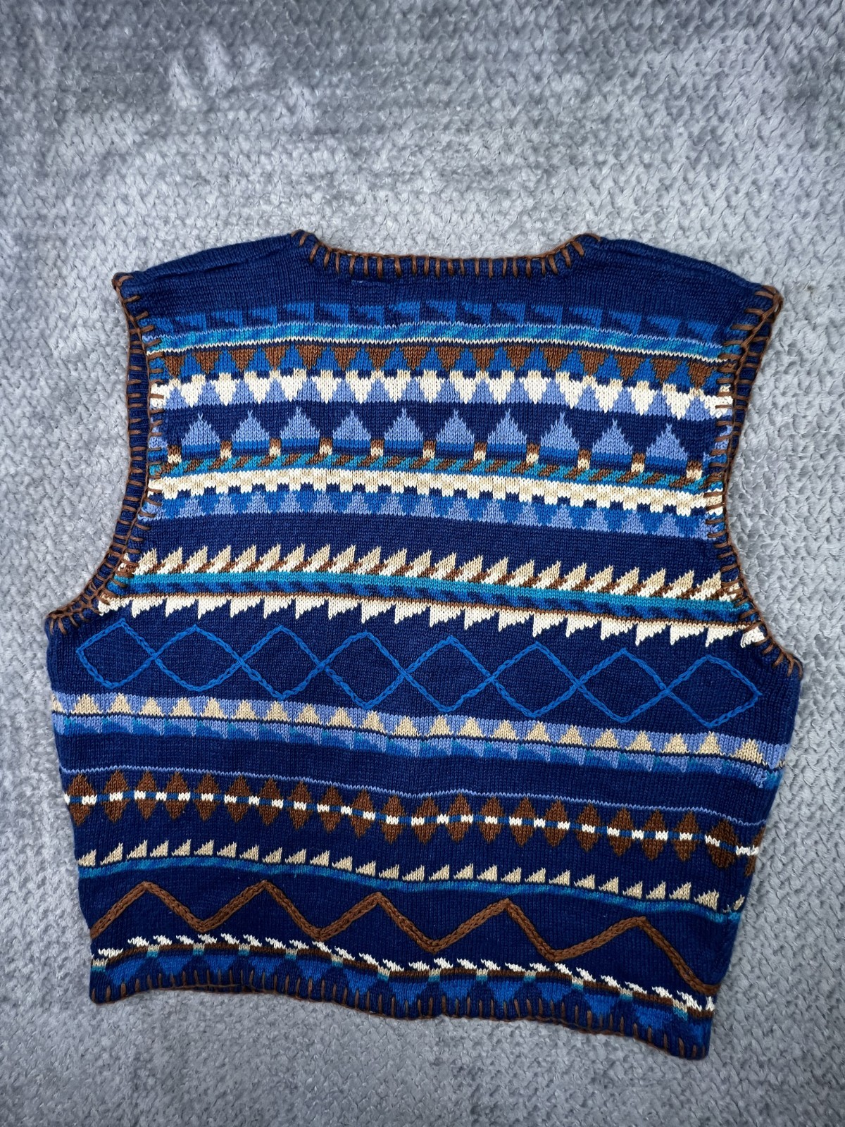 Orvis Segrets Sun Prints Large Cottagecore Knit Vest Vintage Boho Western Granny
