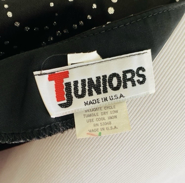 Vintage TJuniors Black Drop Waist DressSize 3-4 Ruffle Sequins 80’s Cocktail