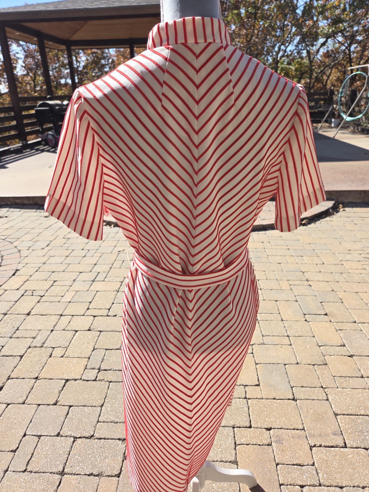 Vtg 60s Mr Jack Dallas White & Red Romantic Classy Pleated A Line Dress W Belt