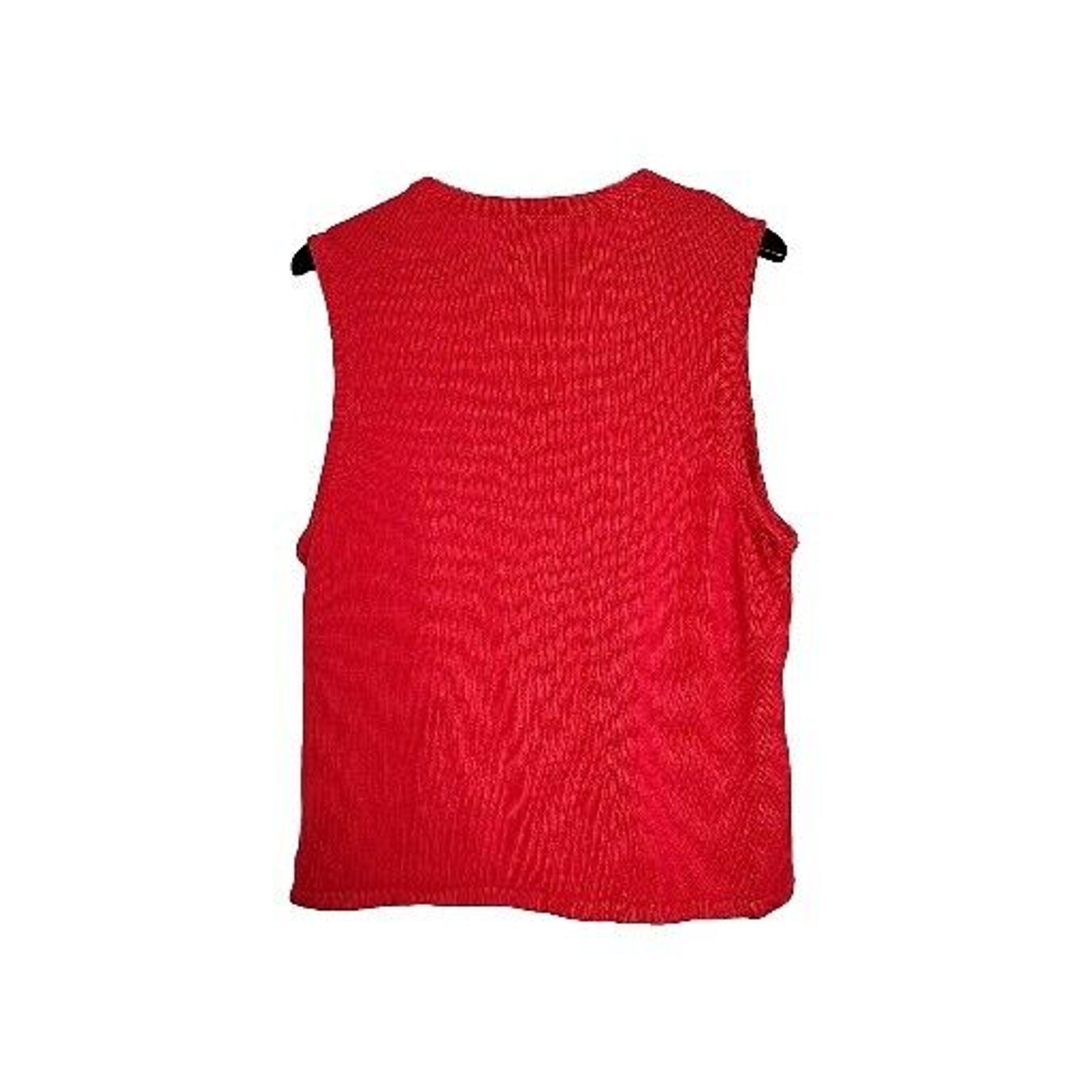 Merry & Bright Sequin Rhinestone Ornaments Christmas Holiday Sweater Vest Sz L