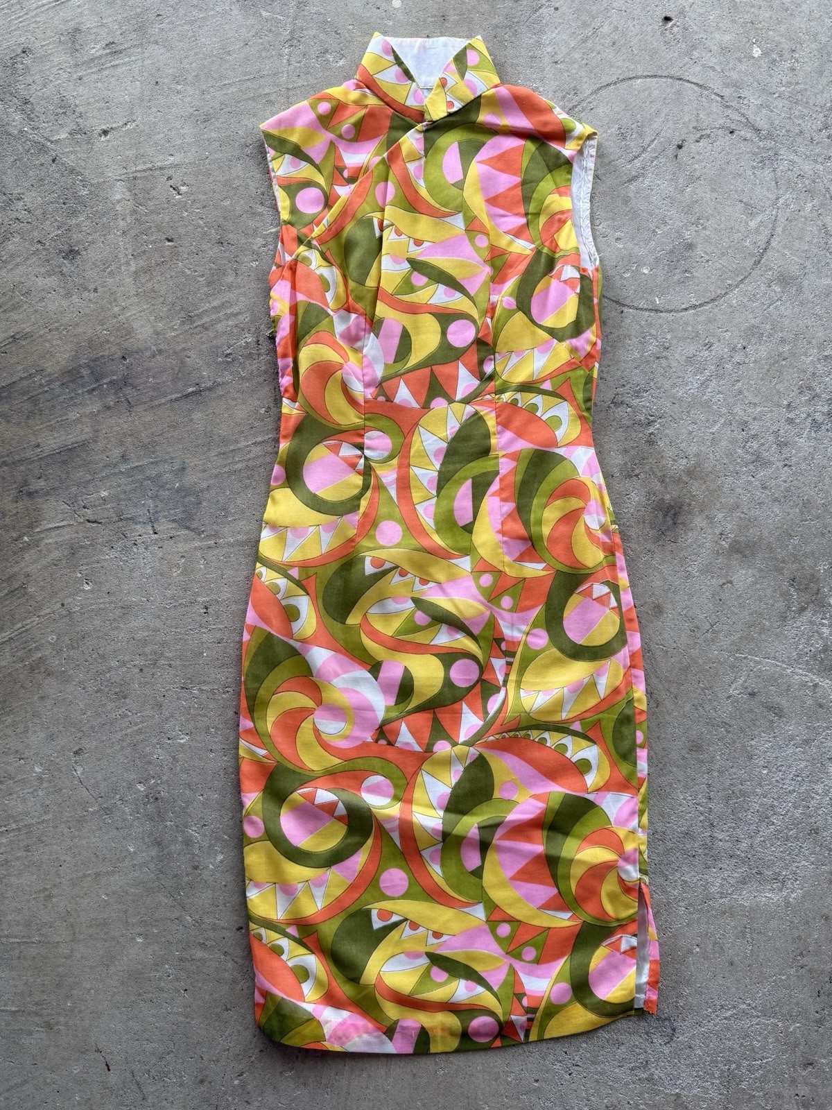 Vtg 70’s Boho Hippie Handmade Mod Retro Bold Floral Maxi Dress