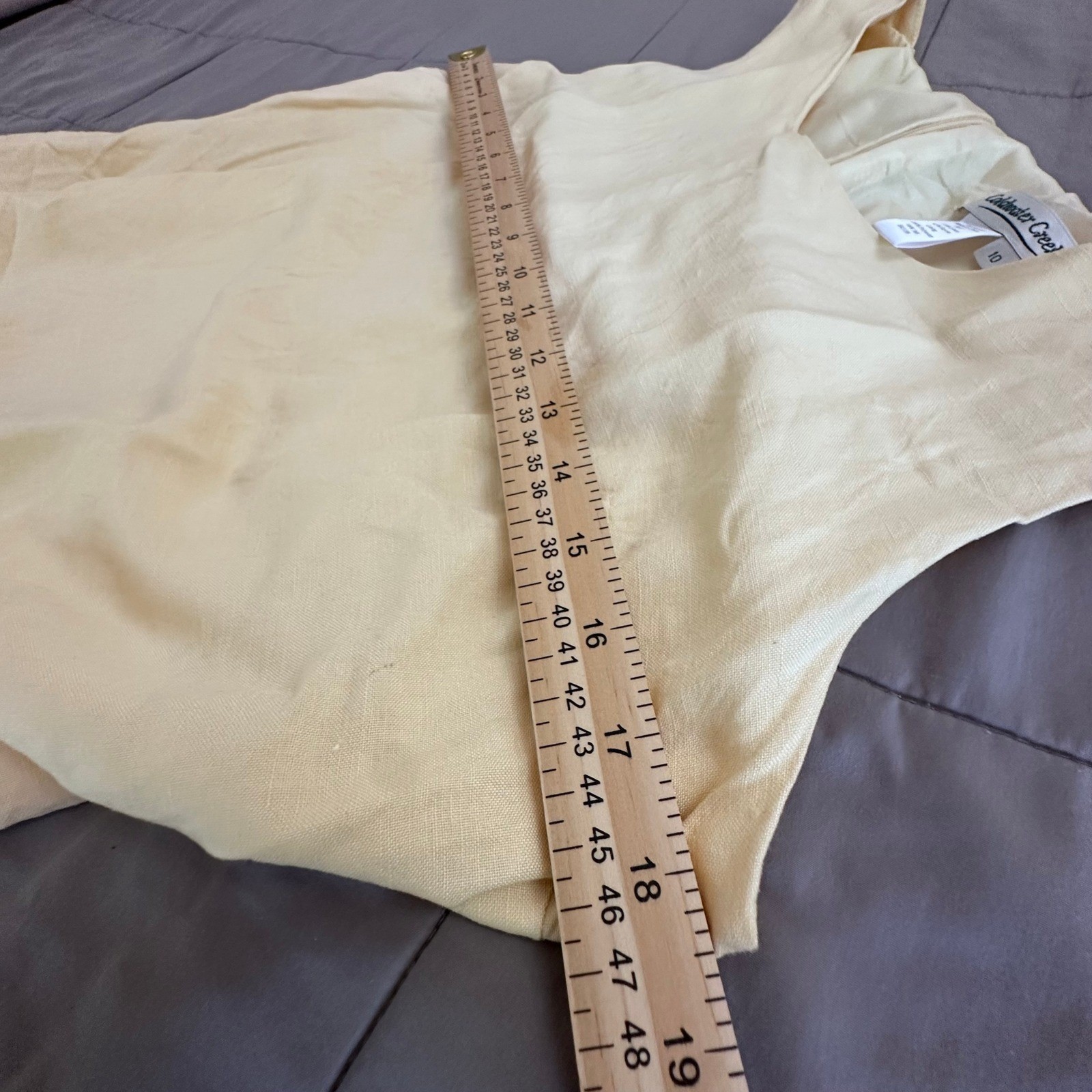 Coldwater Creek Womens 10 Butter Yellow Linen Dress Jacket Suit Ruffle