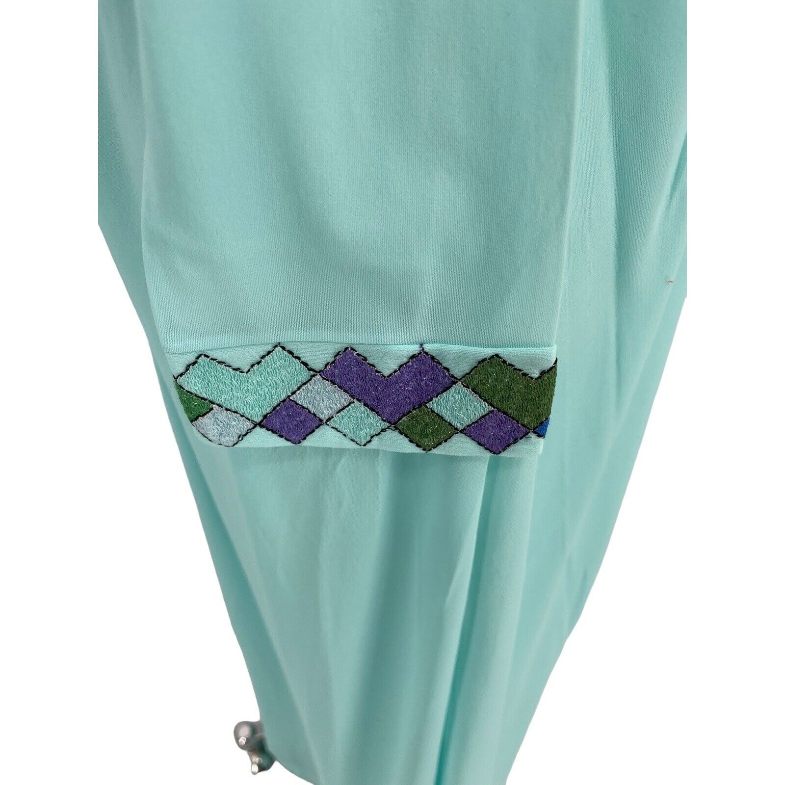 Vintage Emilio Pucci For Formfit Rogers Nightgown Robe Harlequin Nights Blue M