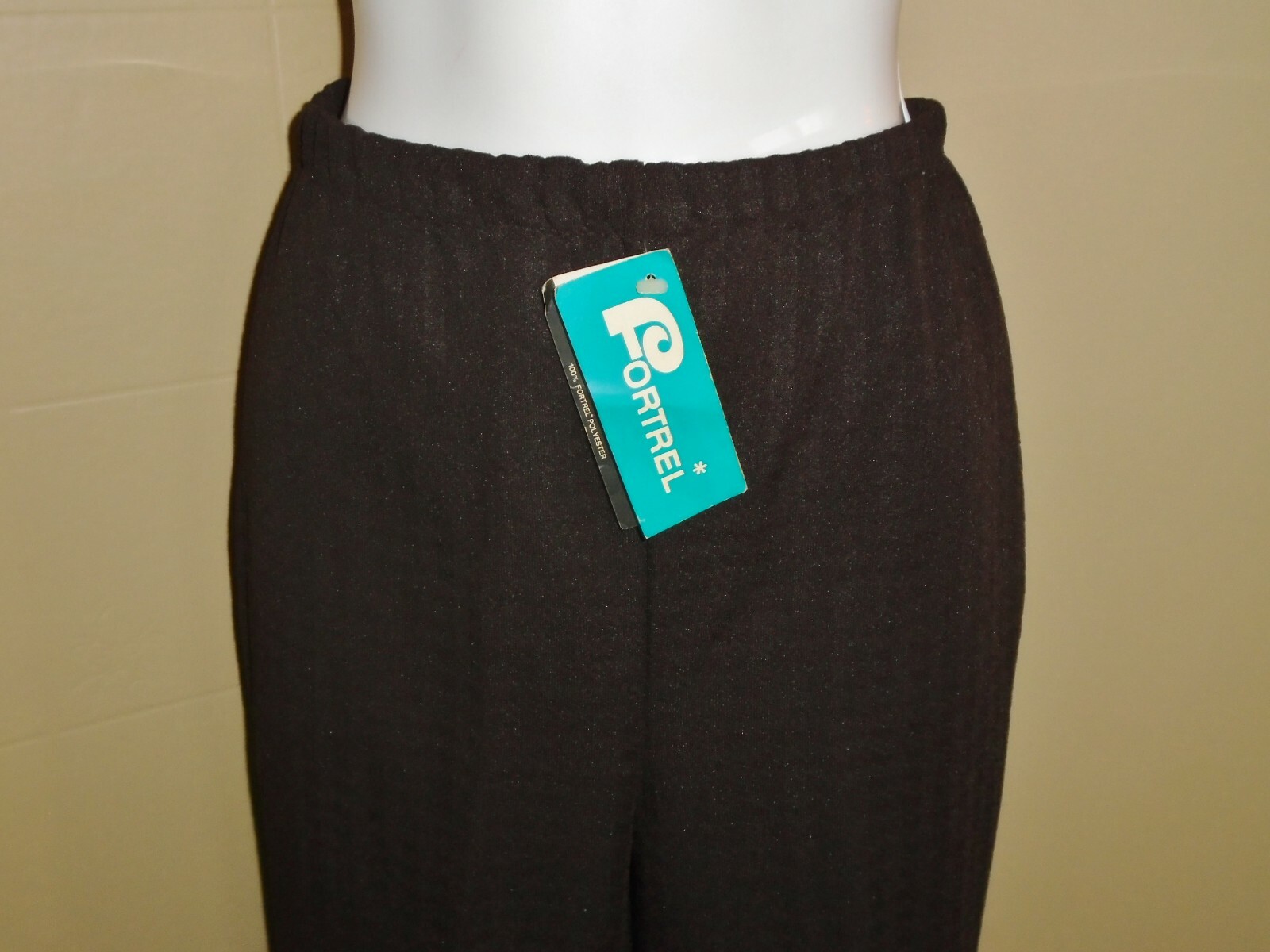 Ladies VTG 1970s Dark Brown Small Square Textured Poly Dress Pants Sz 10 NWT