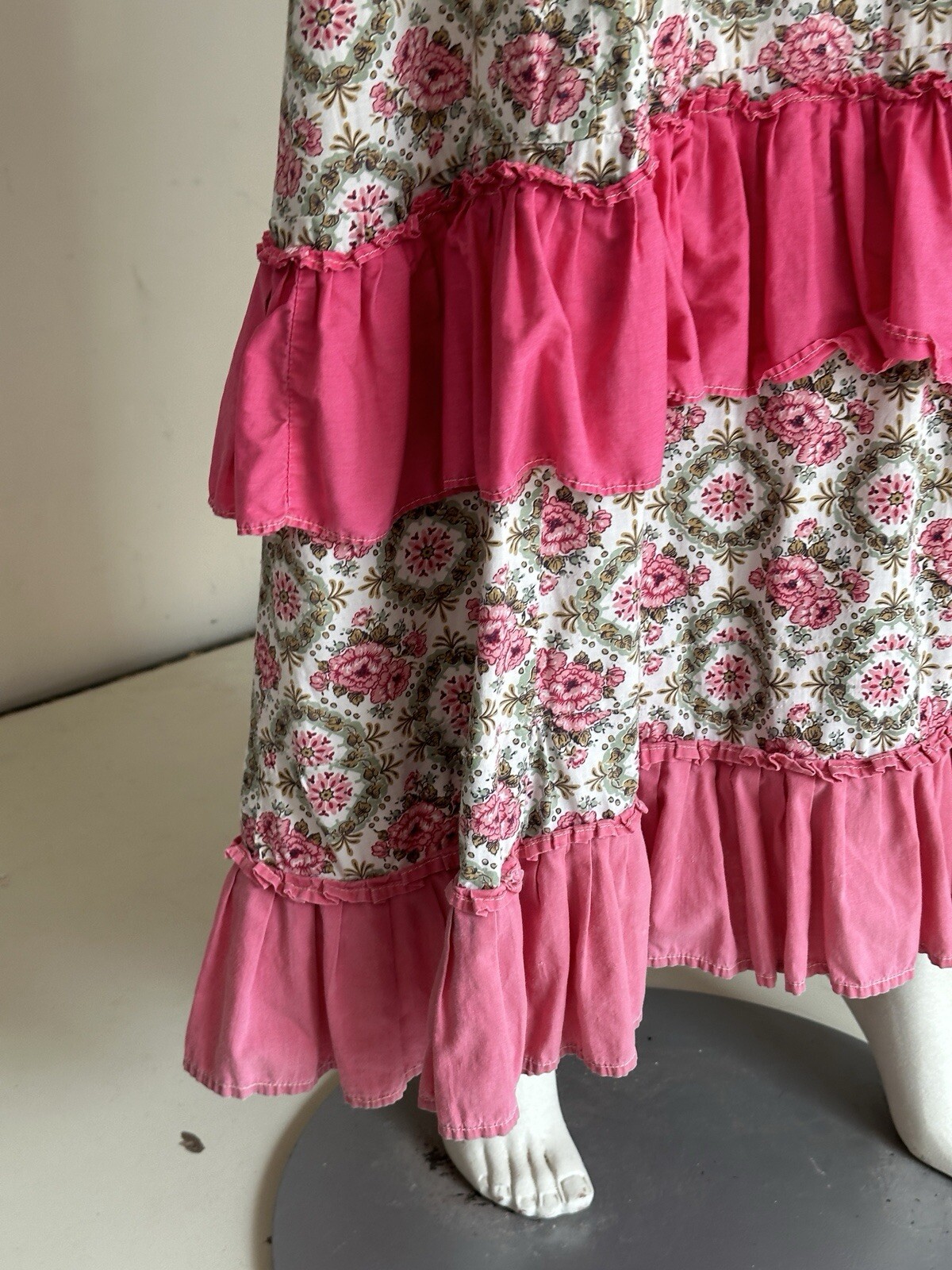 Vintage Theatrical Gown Dress-pink Floral Old World Victorian Style-prairie-M/L