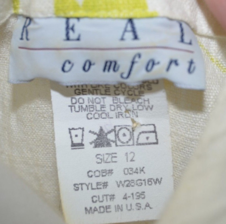 VTG 80’s REAL Comfort Cream Ivory Beige Floral Pattern Dress USA Made Womens 12