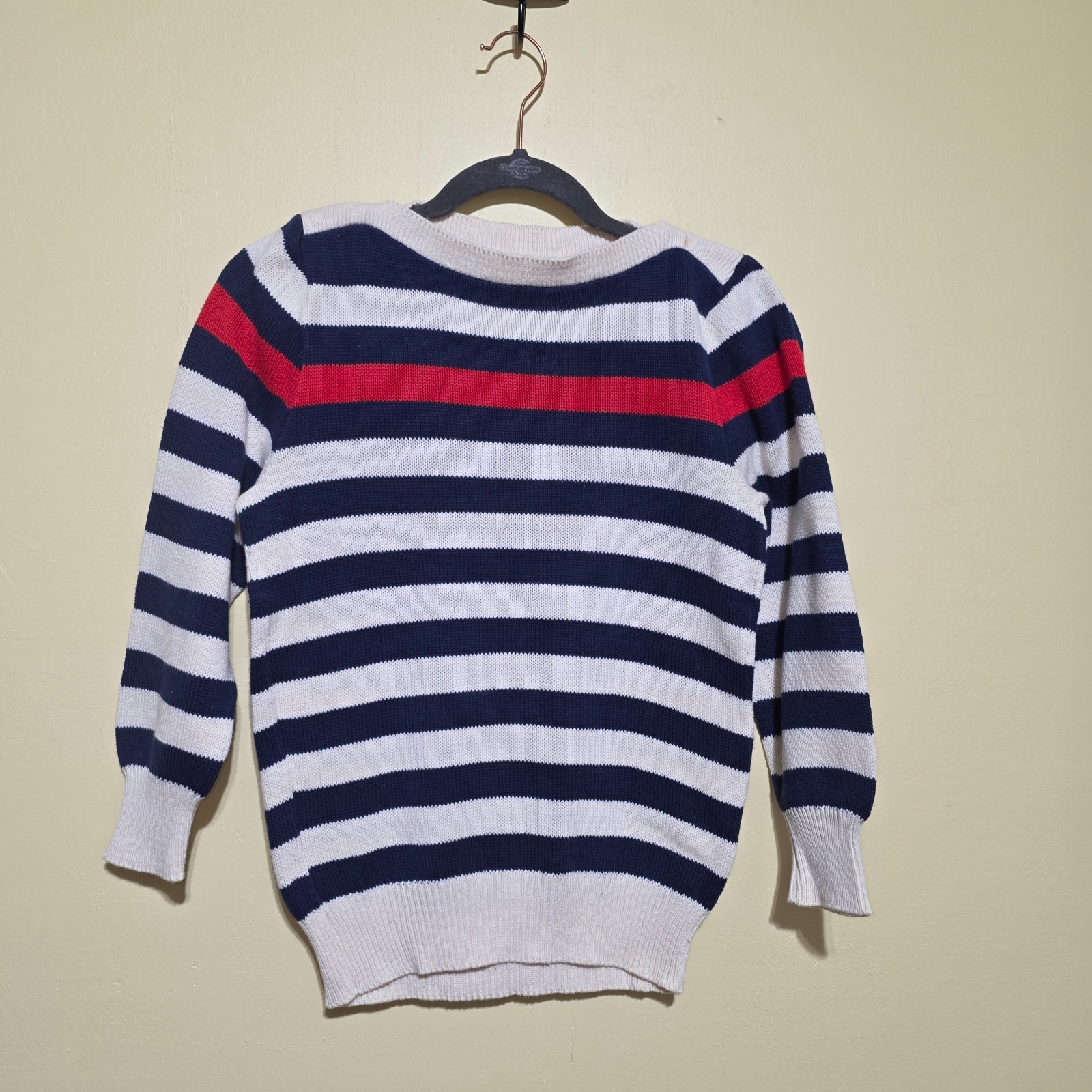 Vintage Pandora Boat Neck Sweater Women’s Small Nautical Theme Red White Blue