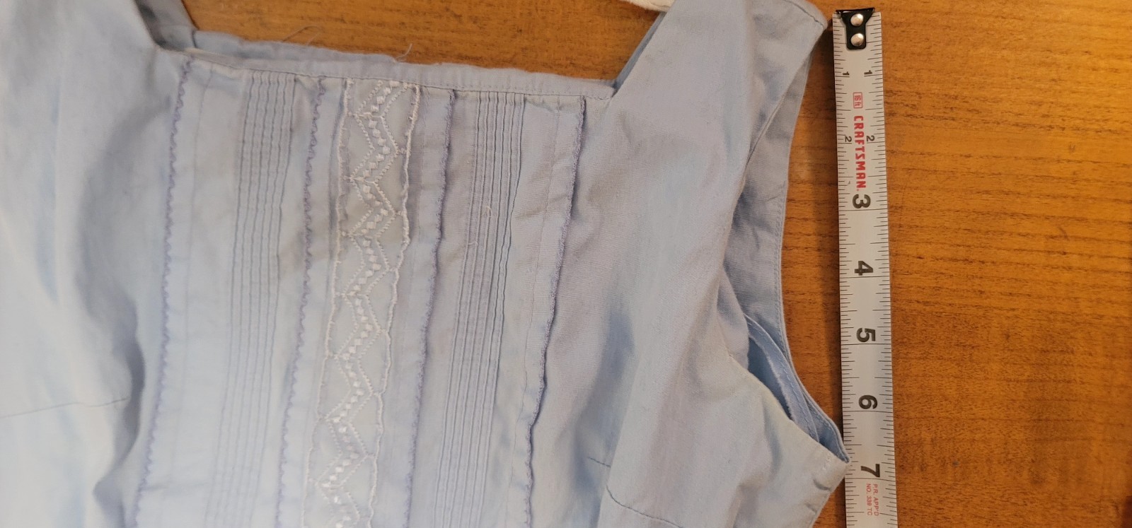 Vintage 1950s Betty Barclay Fit and Flare Dress Blue & white Embroidery Sz XS