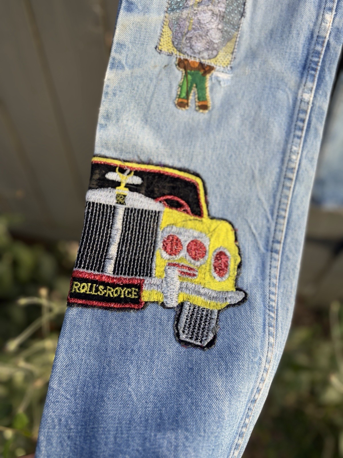 Vintage 1970s Levi Patchwork Denim Bohemian Hippie Jeans Glam Rocker 30×34