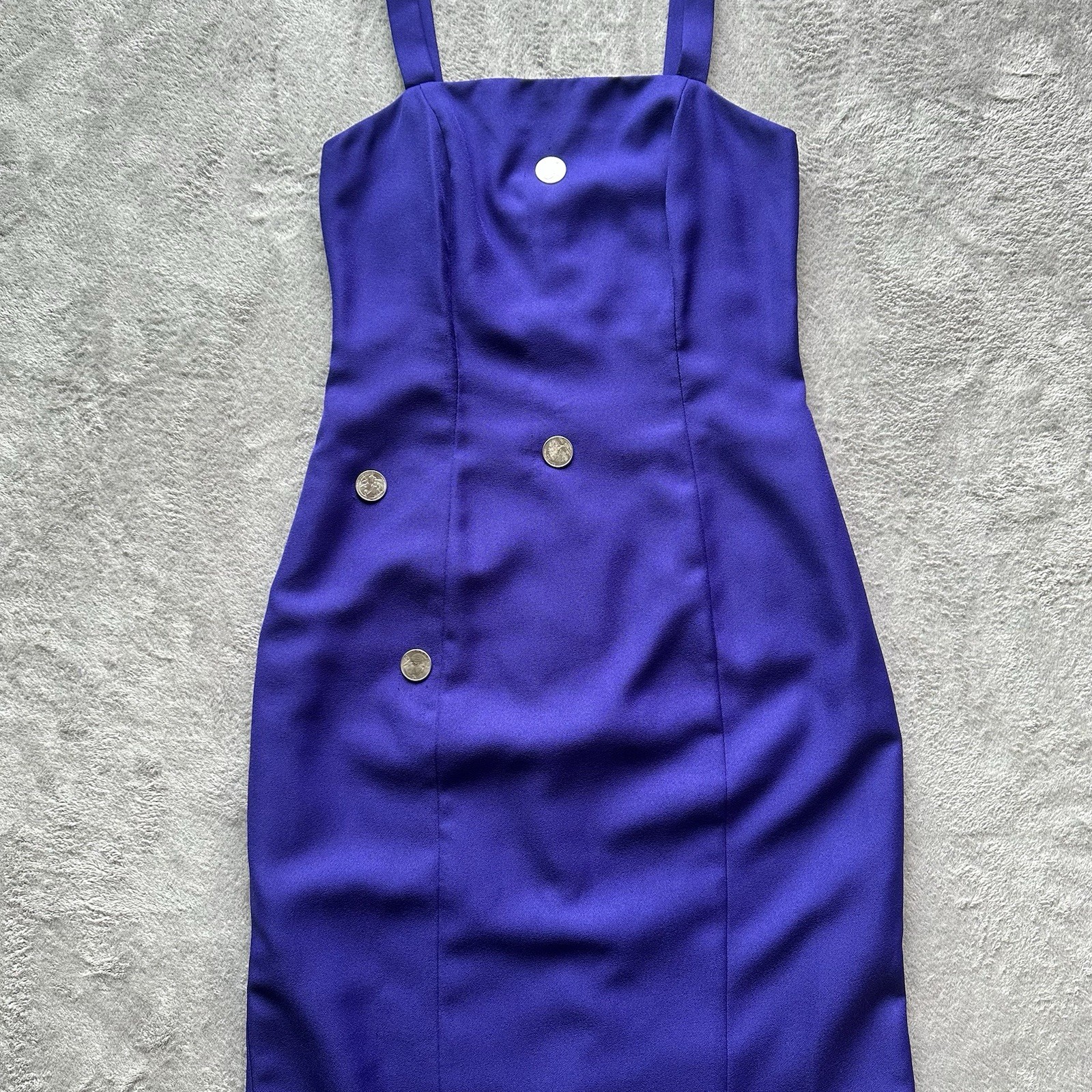 VTG 90s Alex Evenings Purple Maxi Dress 6 USA Square Neck Minimalist Elegant