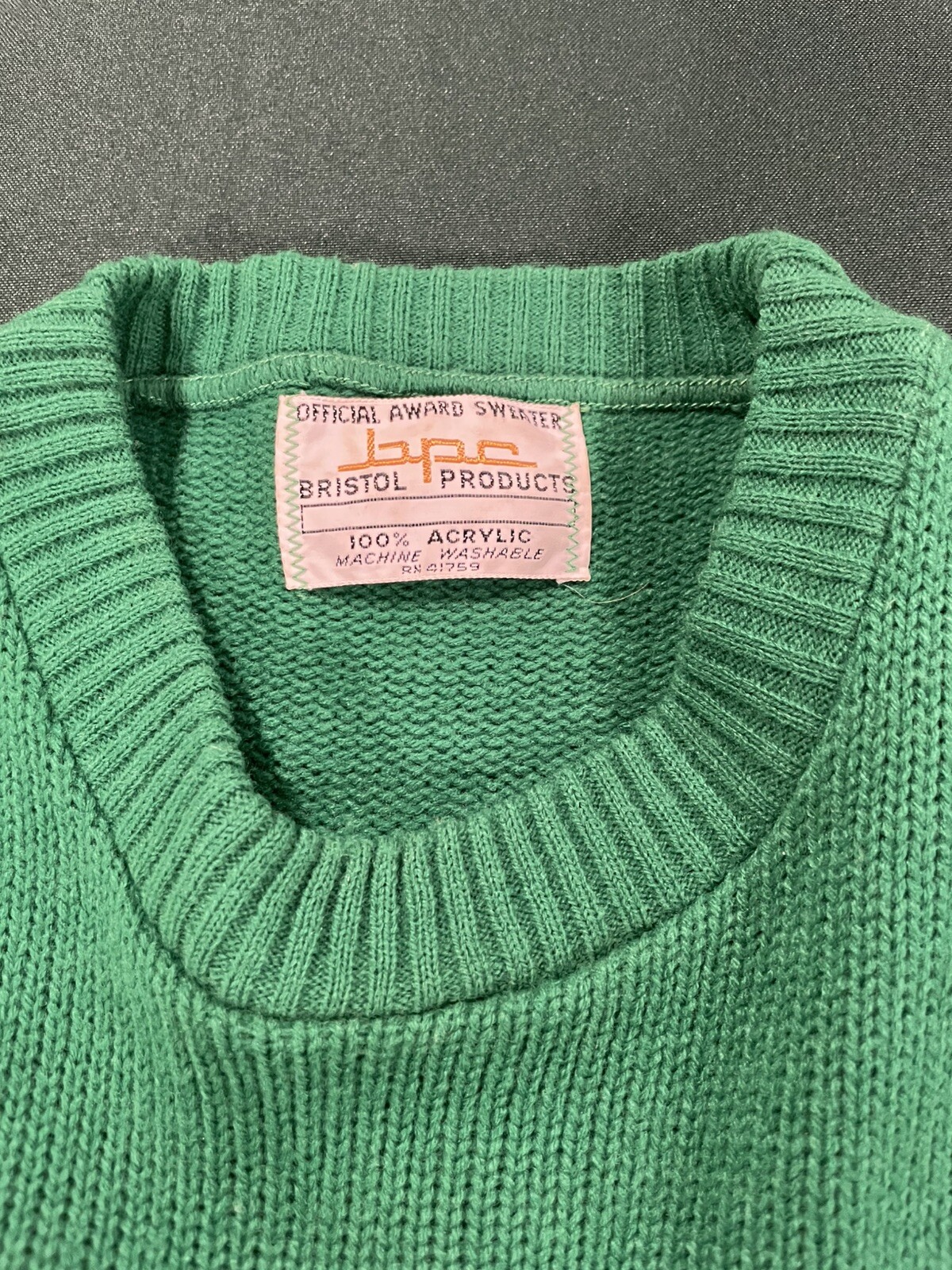 Vintage Womens 82’ Cheerleader Knit Sweater USA Green /Yellow