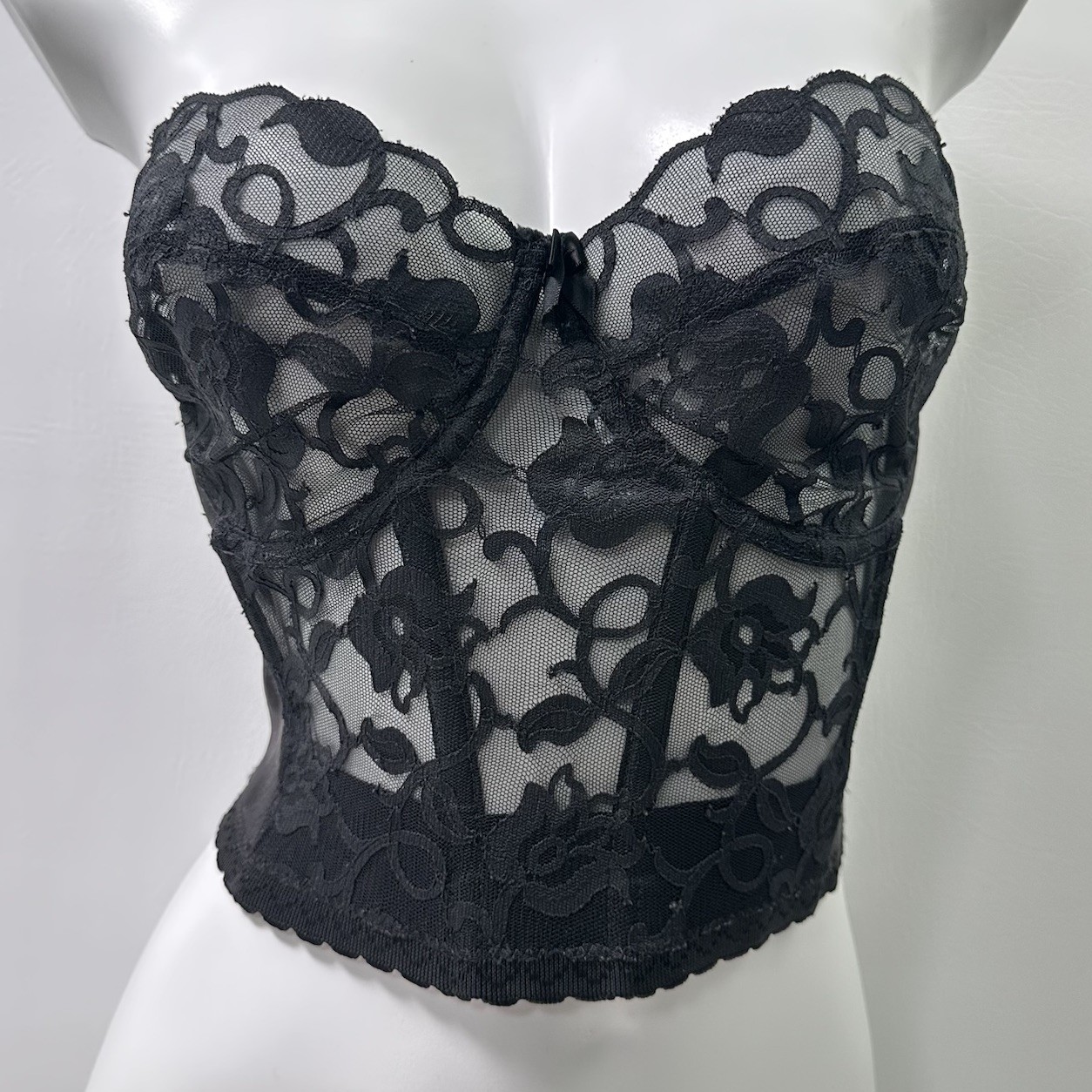 Vintage Victoria’s Secret 80s Gold Label Black Lace Corset Bustier Lingerie 34D