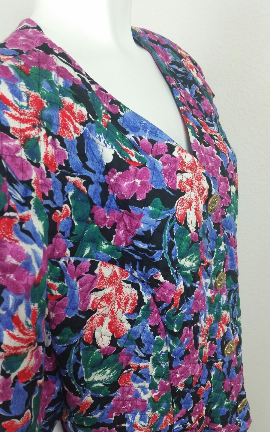 Lorac Original Womens Vintage Top Floral Short Sleeve Button Front Multi Colored