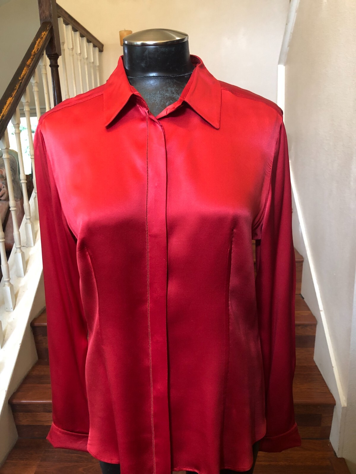 VTG Max Mara Vintage 2 Piece Red Jacket/Blazer & Blouse Silk Made In Italy Sz 14
