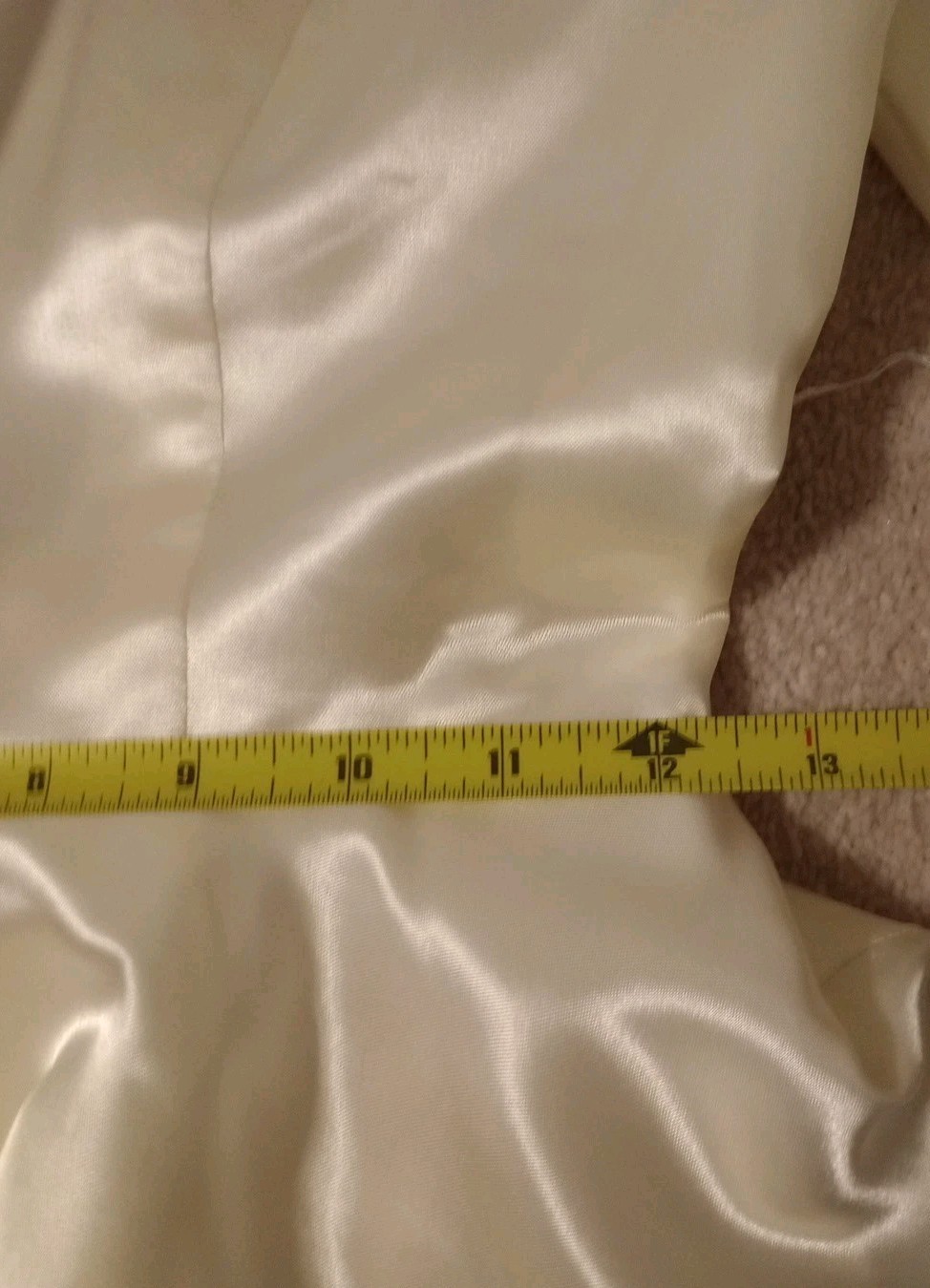 Vtg 80s Nu-Mode Satin Peplum Tea Length Wedding Dress Bow Open Back Size 5 / 6