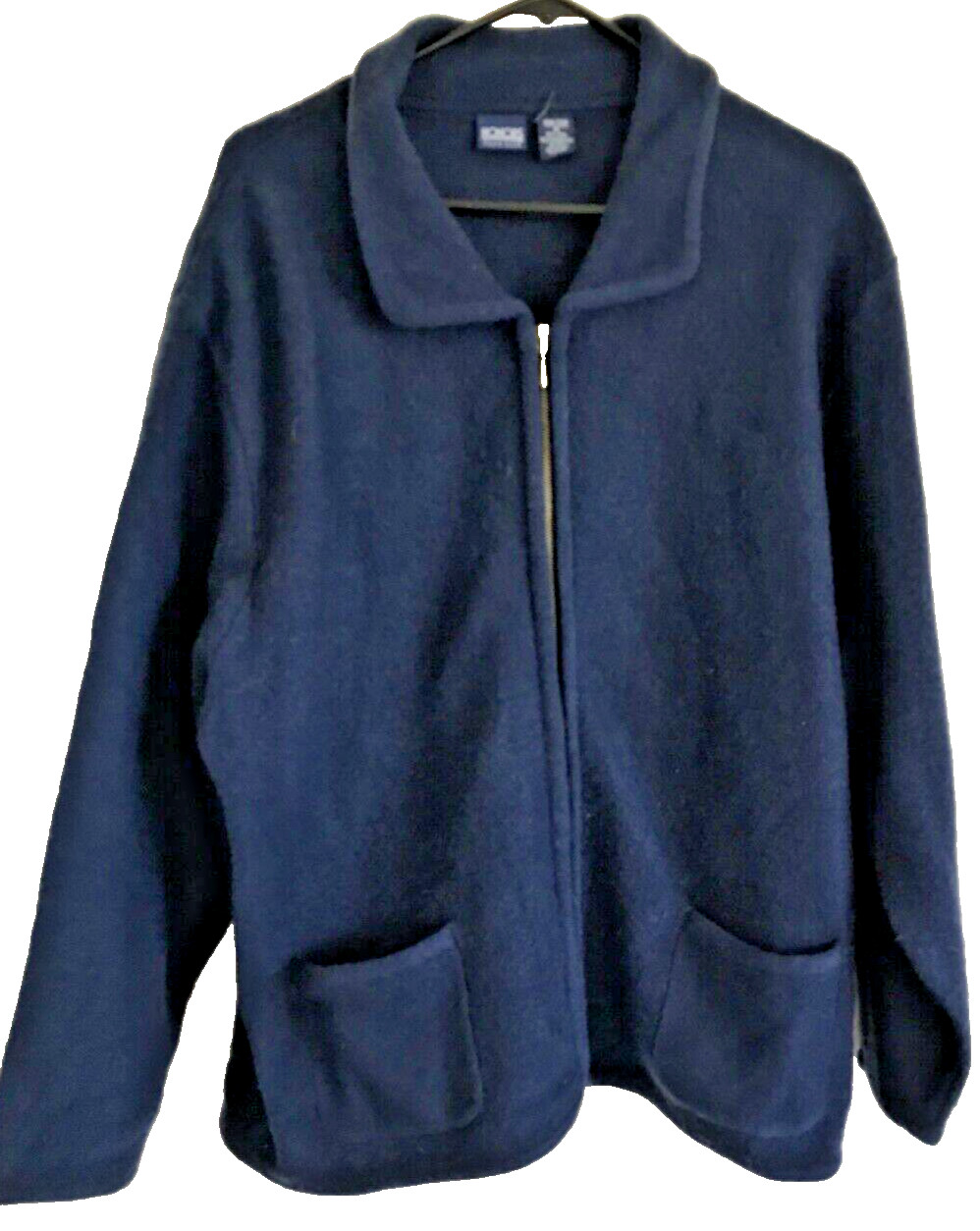Vintage Wool Zip Down Sweater, Plus 18/20W Roll Collar Longsleeve Fisherman Pock