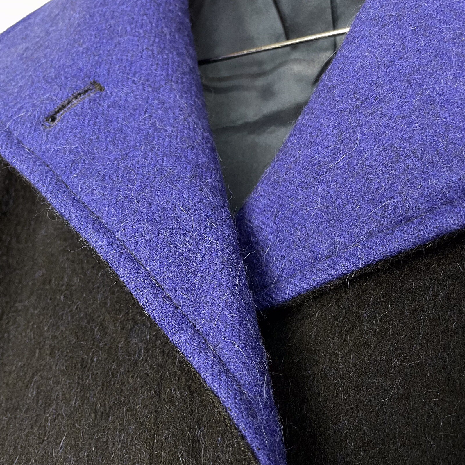 Vintage Jimmy Hourihan of Dublin Ireland Alpaca Wool Coat Maxi Duster Black Blue