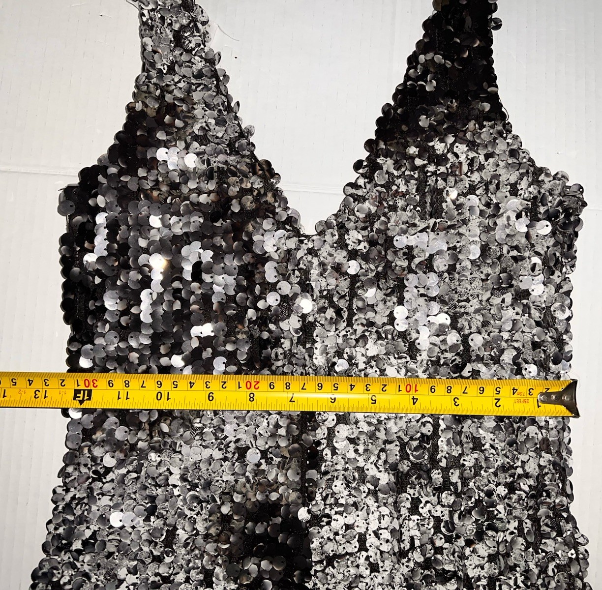 Vintage Sears Silver Black Sequin Dress Womens 12 Sleeveless Cocktail Party