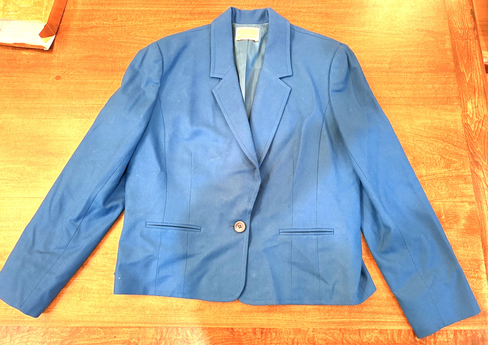Vtg Pendleton 100% Virgin Wool Blue Blazer Jacket Classic Womens Sz 14