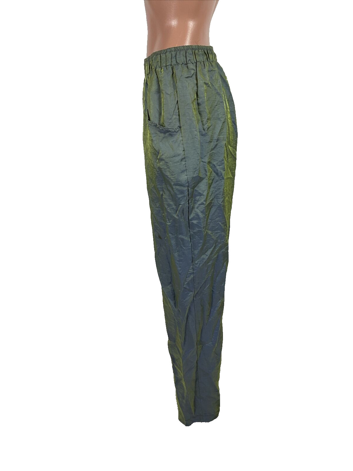 80s 90s Shiny iridescent Purple Green Tracksuit Jacket Pants Vintage L Striped
