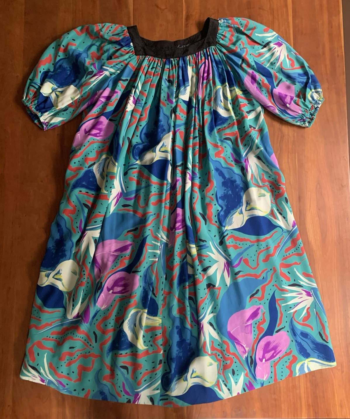 VTG 1980S EMMANUEL UNGARO MADE IN ITALY SILK PRINT DRESS