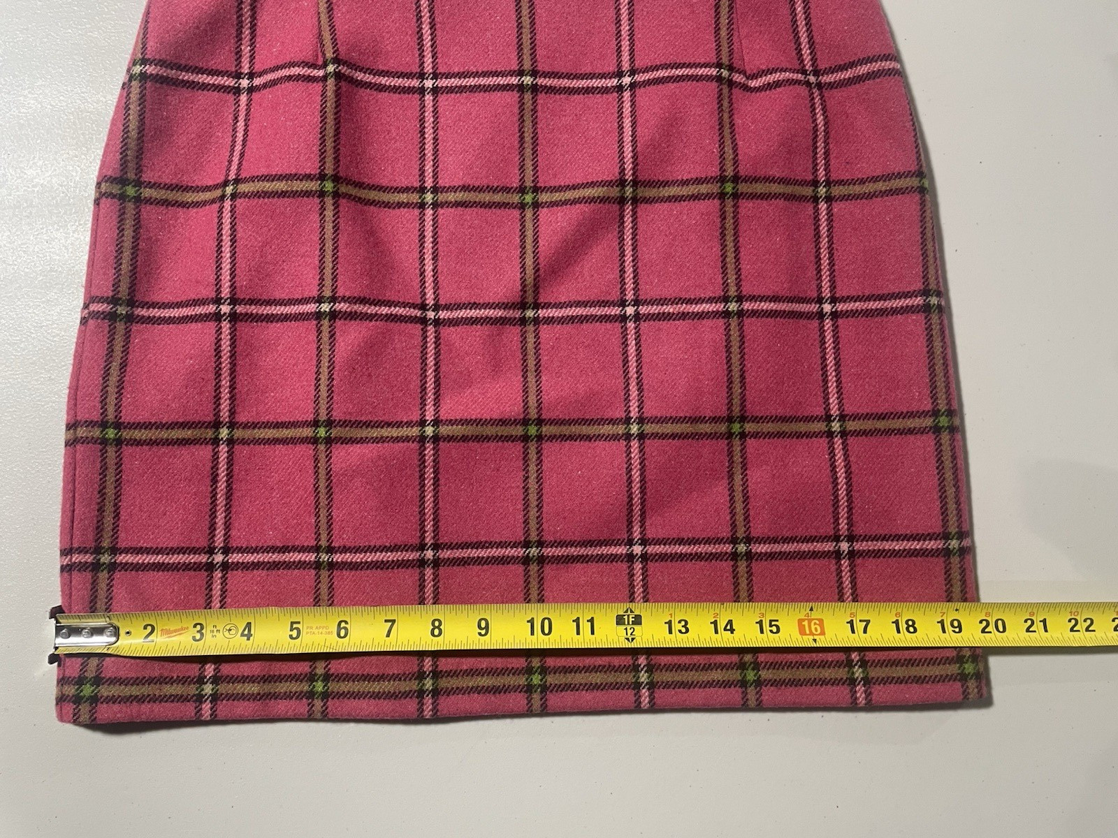 Maxou Vintage Wool Hot Pink Tartan Plaid Pencil Pour Toi Skirt Sz 8 MADE USA