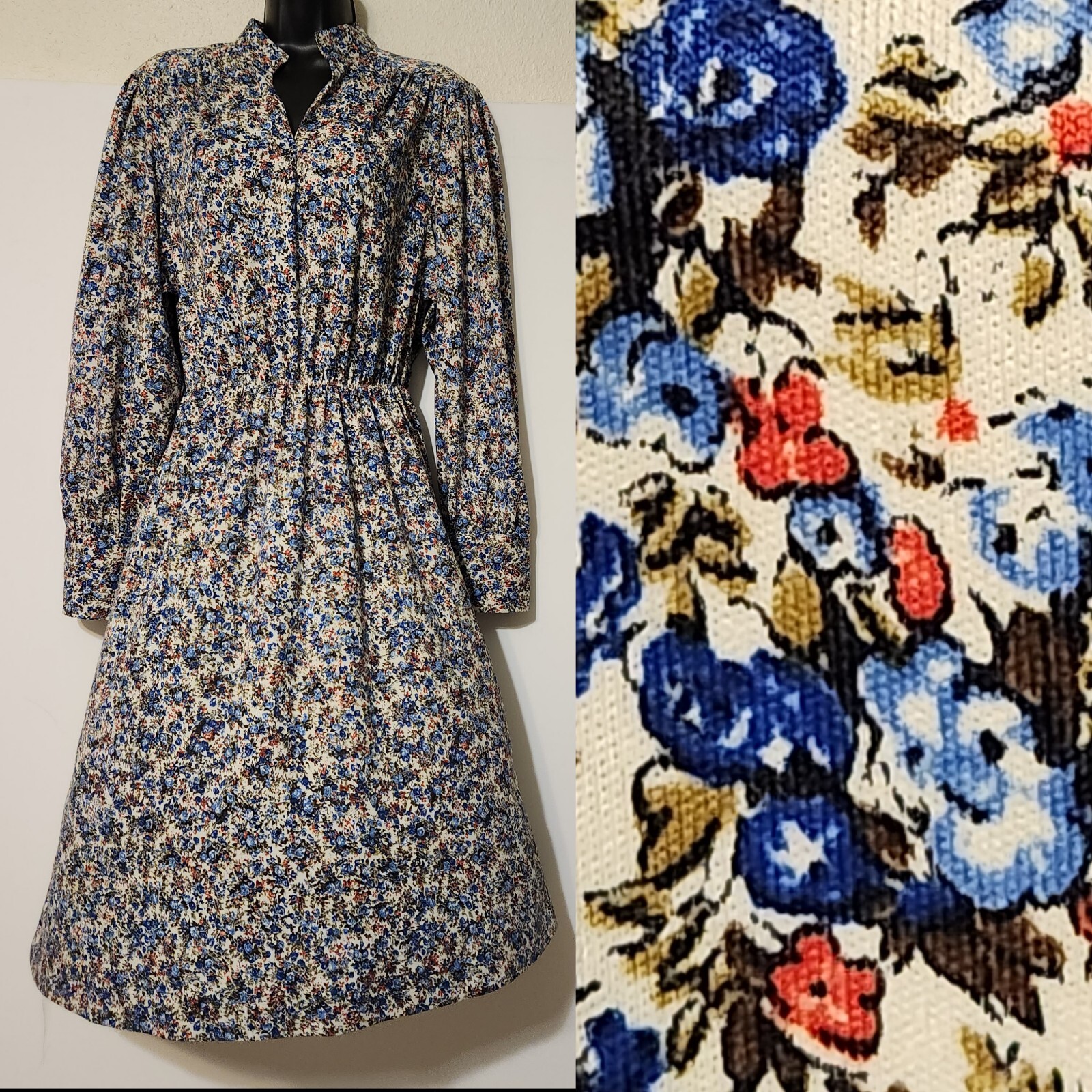 Vintage 70s Sears Jr Bazaar Dress Small print floral groovy boho modest