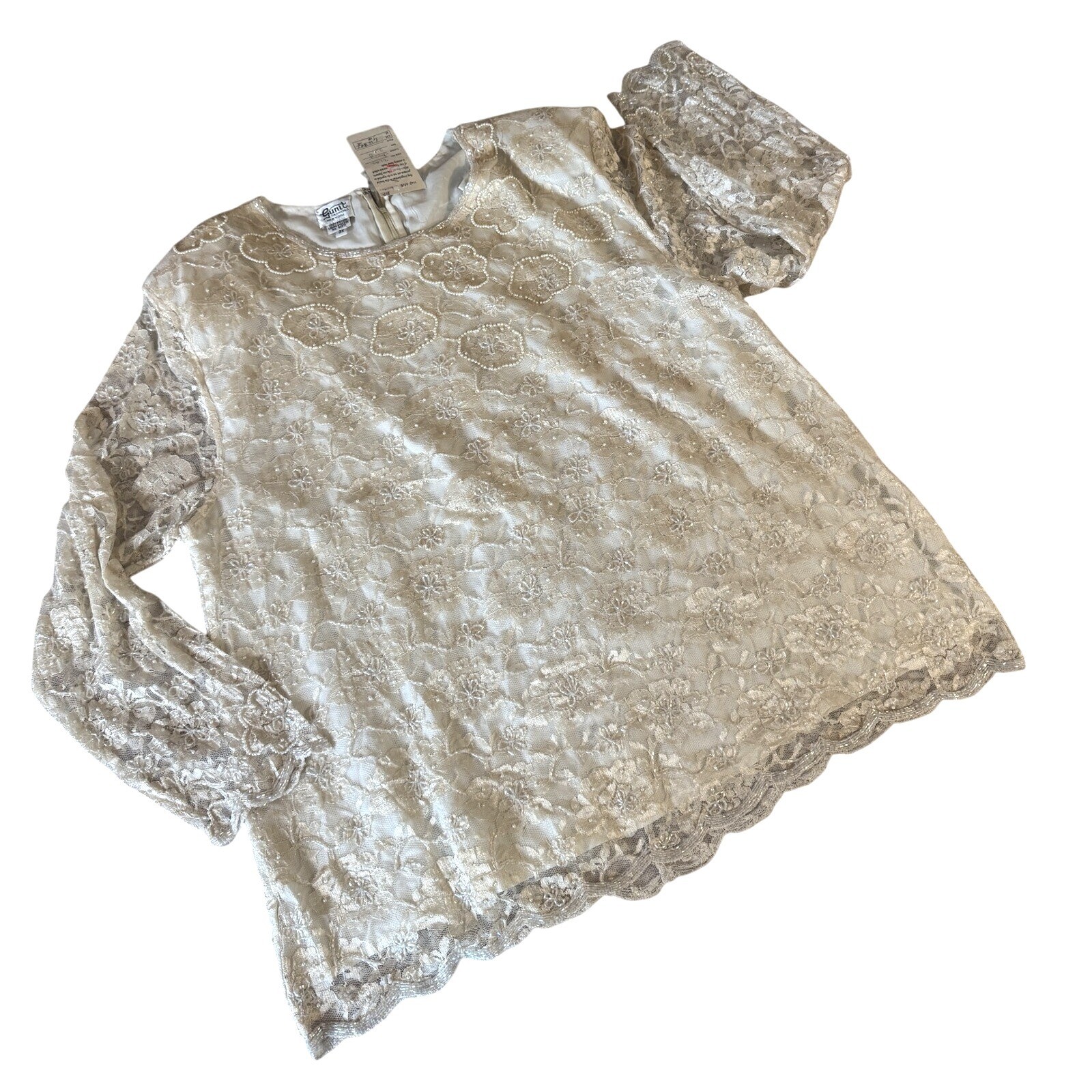 Gunit Fashions Ivory Lace Beaded Top Women’s 3X Vintage NWT Minor Flaws Formal