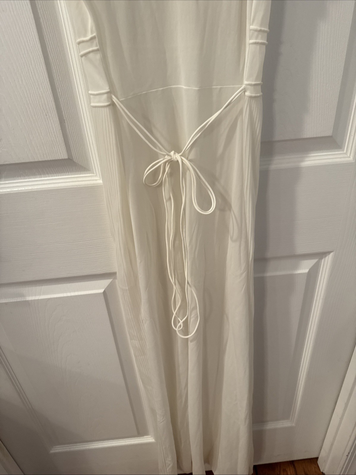 Vintage 50s Luxite by Holeproof Long Cream Nylon Gown Size 32 Made in USA