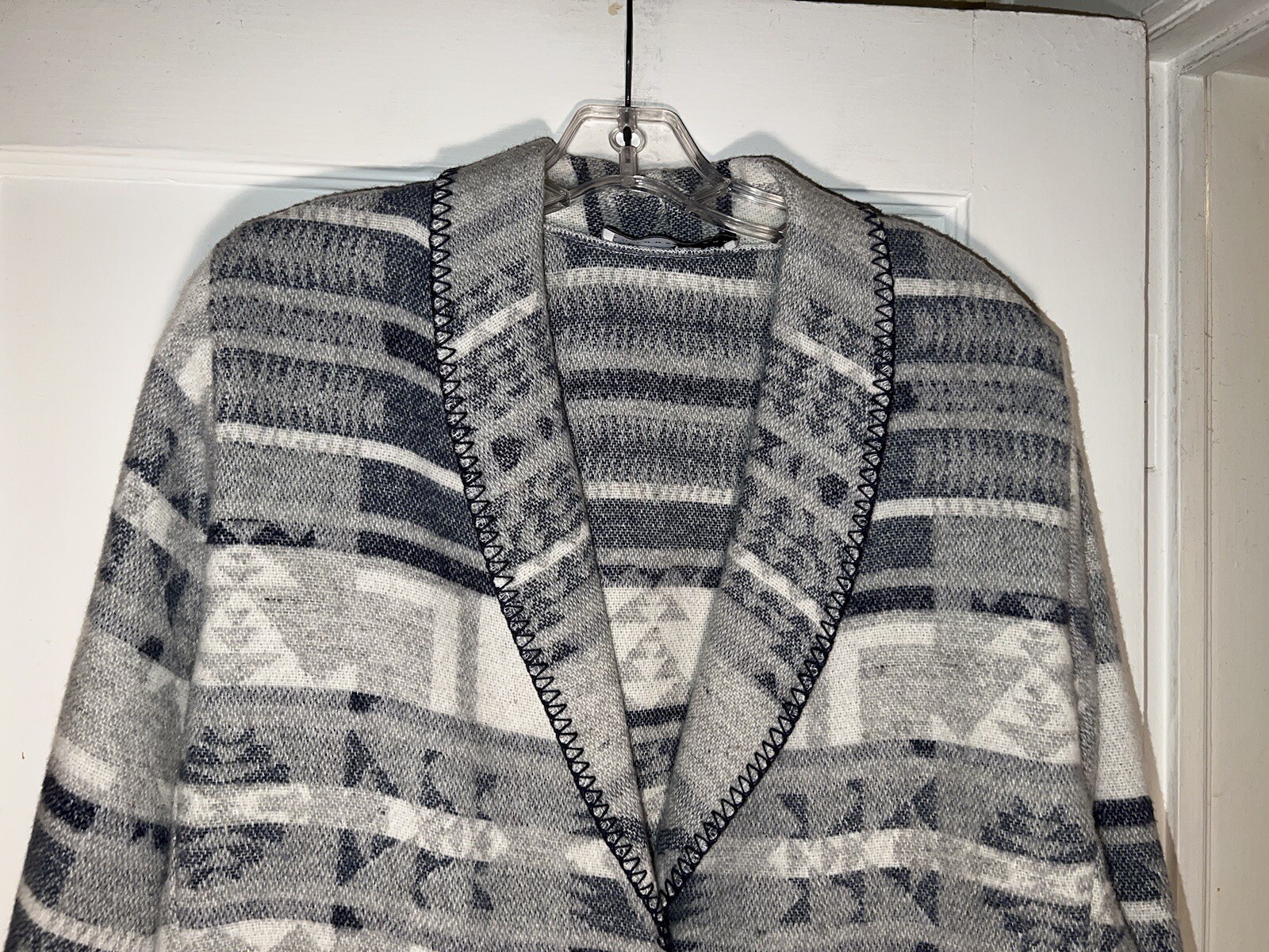 Rhonda Stark Vintage Wool Blend Jacket South Western Aztec Design Size L. c898