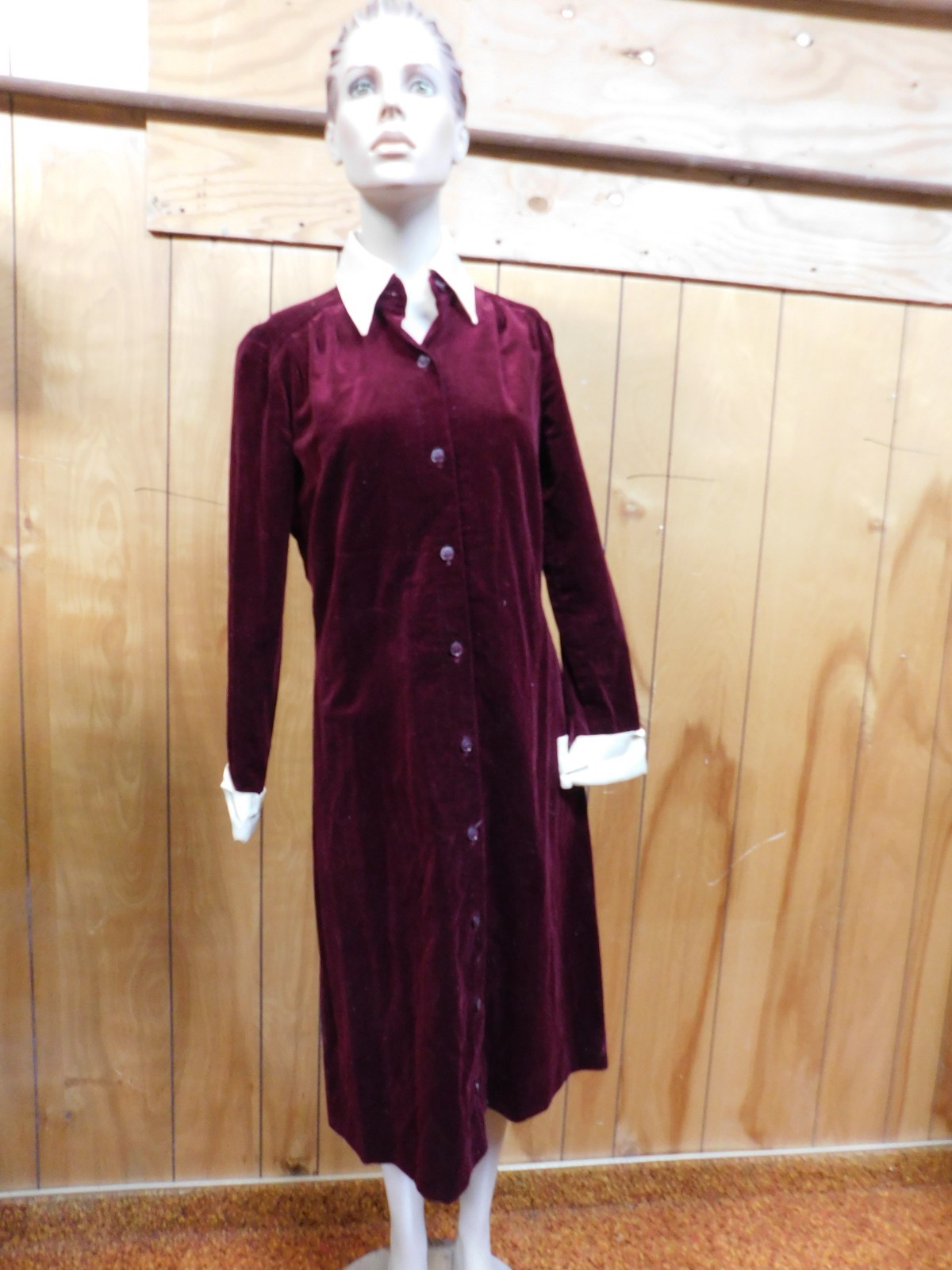 Vintage JOHN MEYER Maroon Velvet Dress Waist 35″*