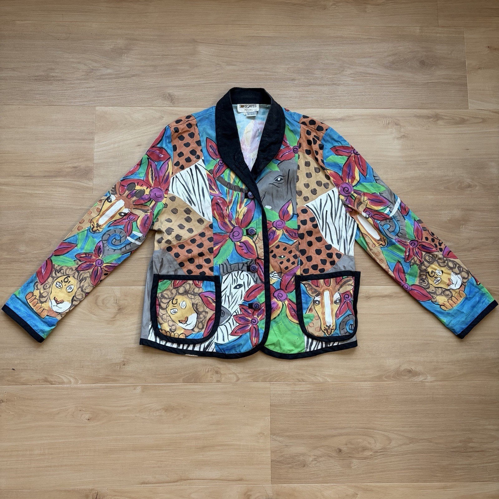 Vintage SilkScapes Women’s Handpainted Art-To-Wear Blazer Size Large