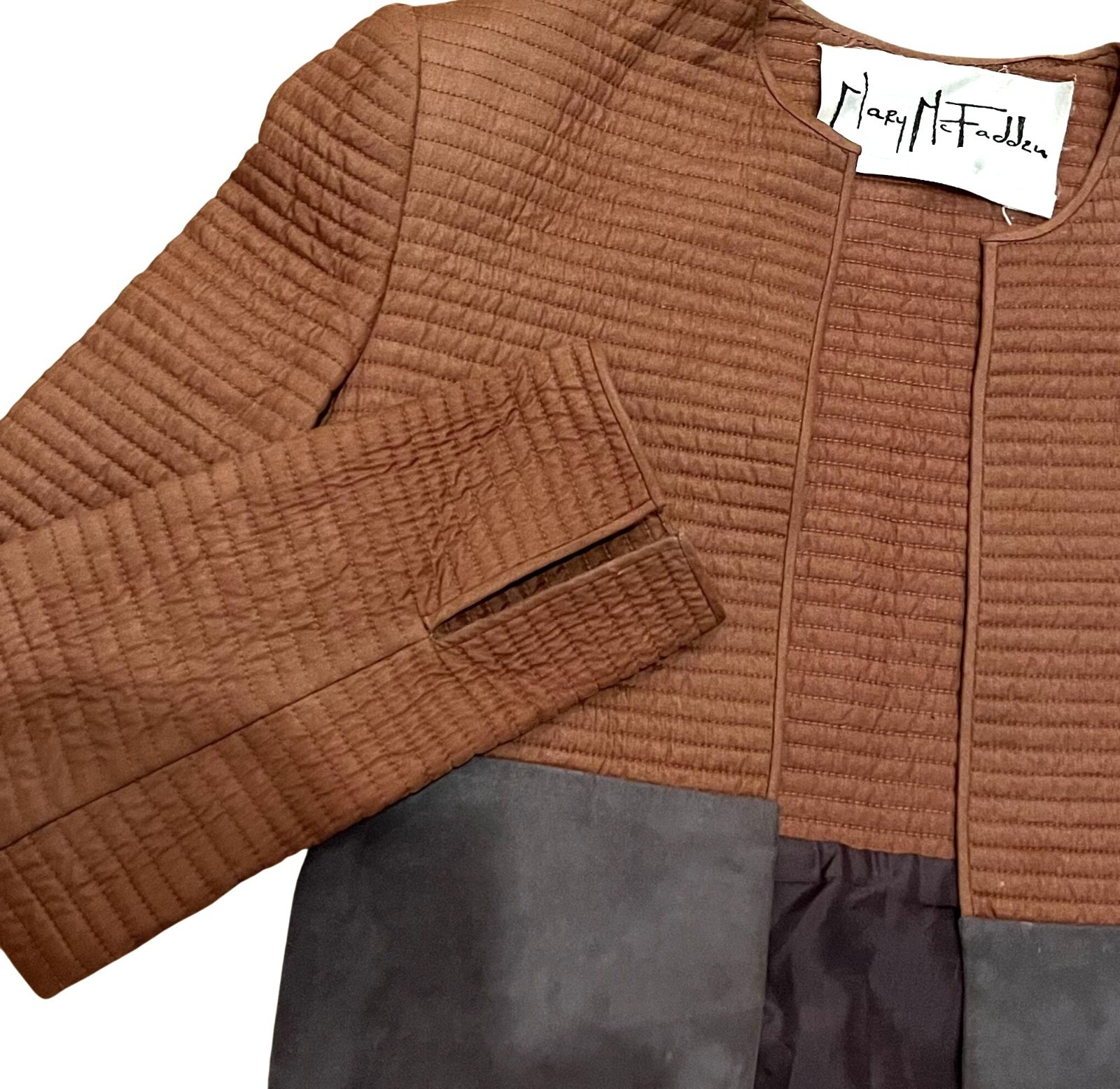 Rare, archival Vintage Mary McFadden Quilted Bolero Jacket, 70s-80s, size S, exc