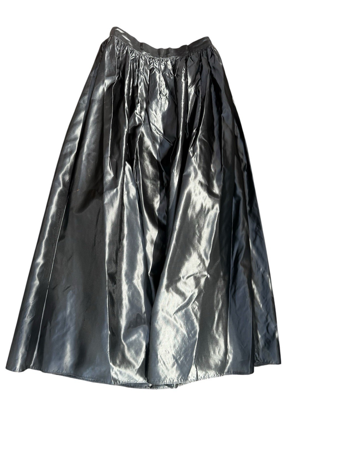 JR NITES BY CALIENDO Black Satin Maxi A-Line Skirt 10 Formal Ball Vintage Glam
